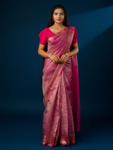 A pink banarasi silk saree