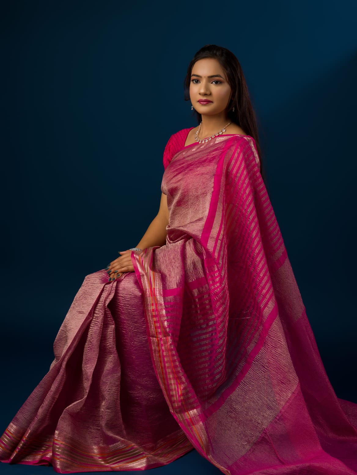 A pink banarasi silk saree