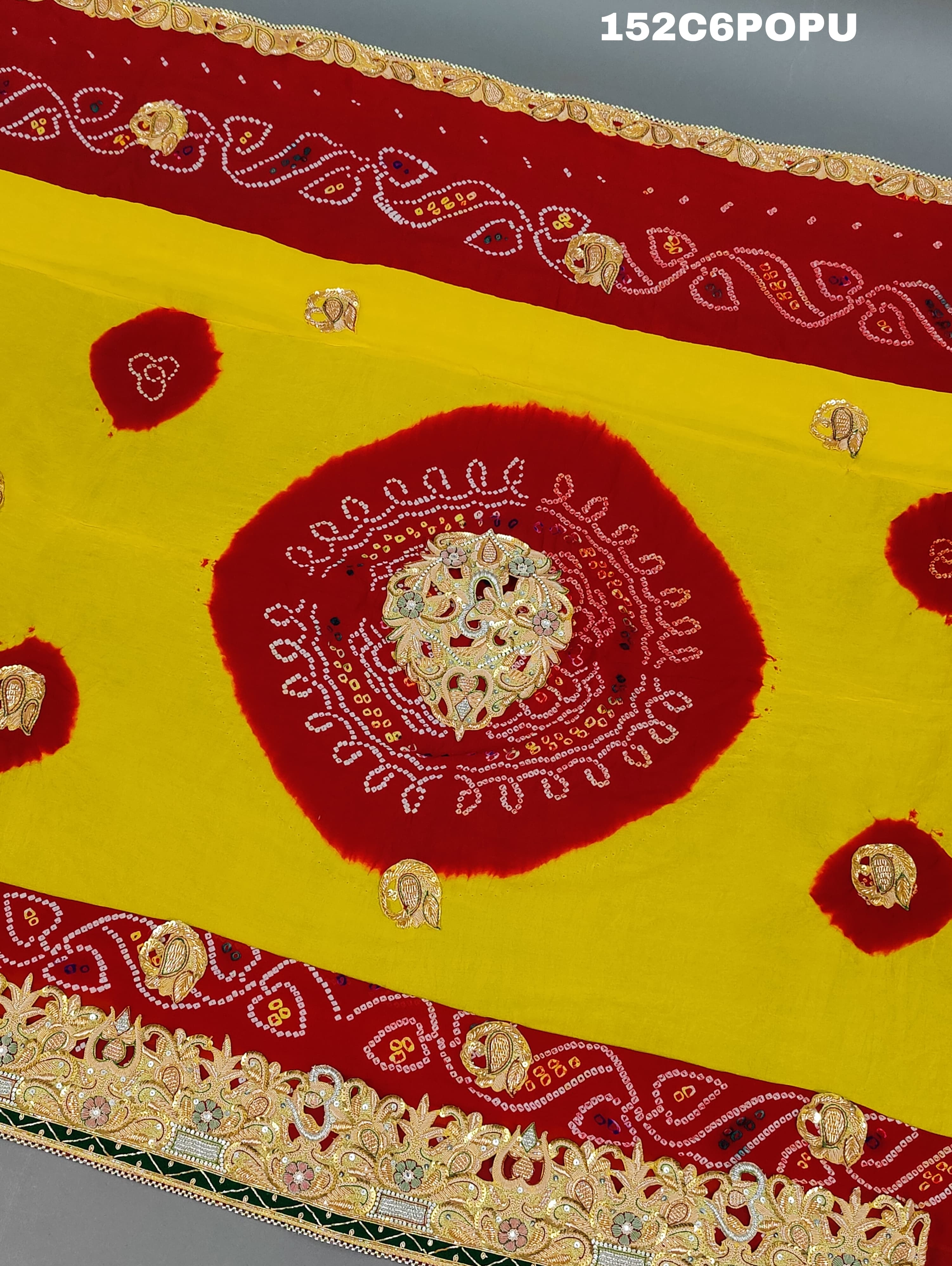KcPc Original Marwadi Bhaat ki chunri piliya odhnaPomcha (Pure Ojariya Fabric)