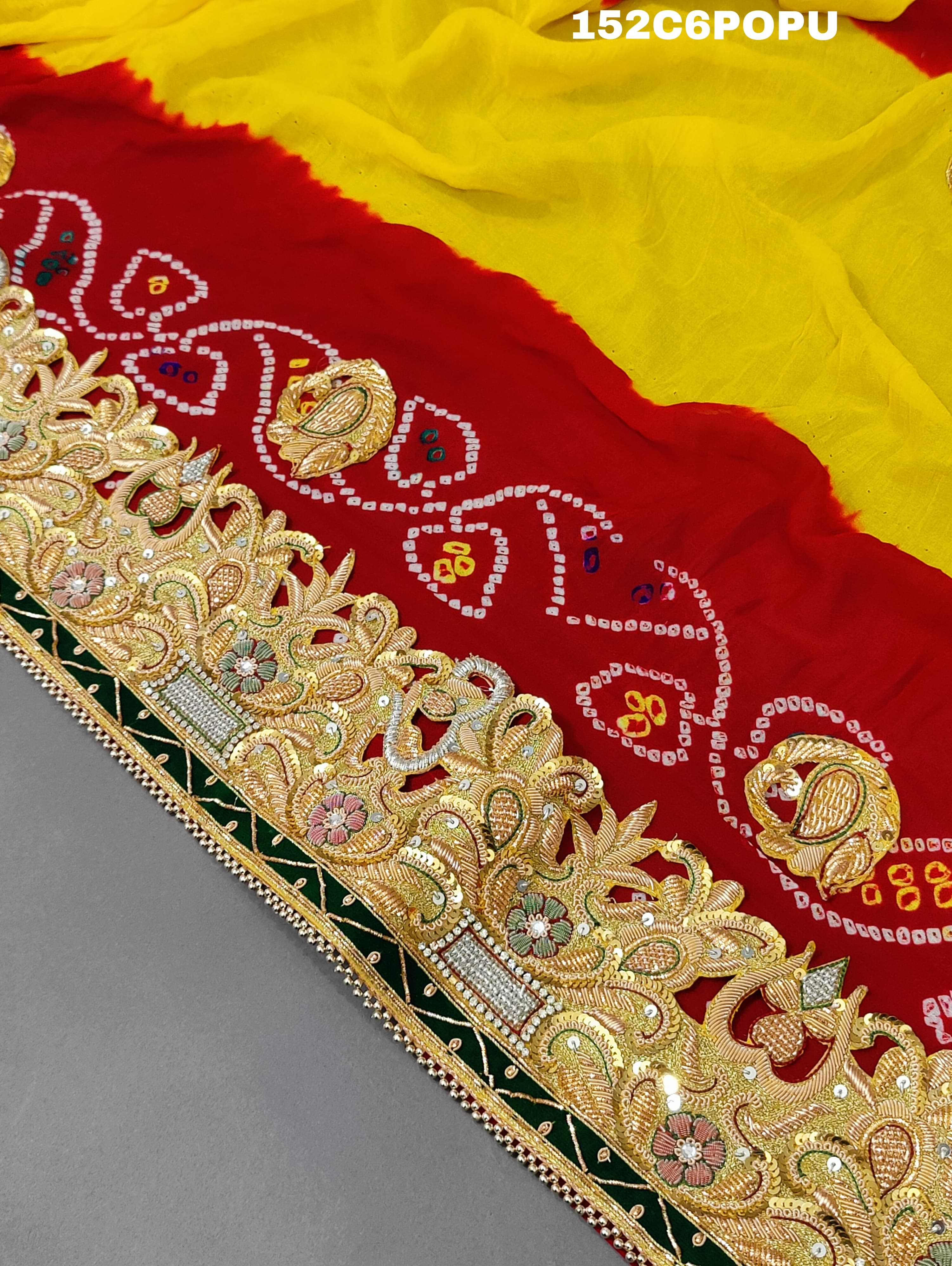 KcPc Original Marwadi Bhaat ki chunri piliya odhnaPomcha (Pure Ojariya Fabric)