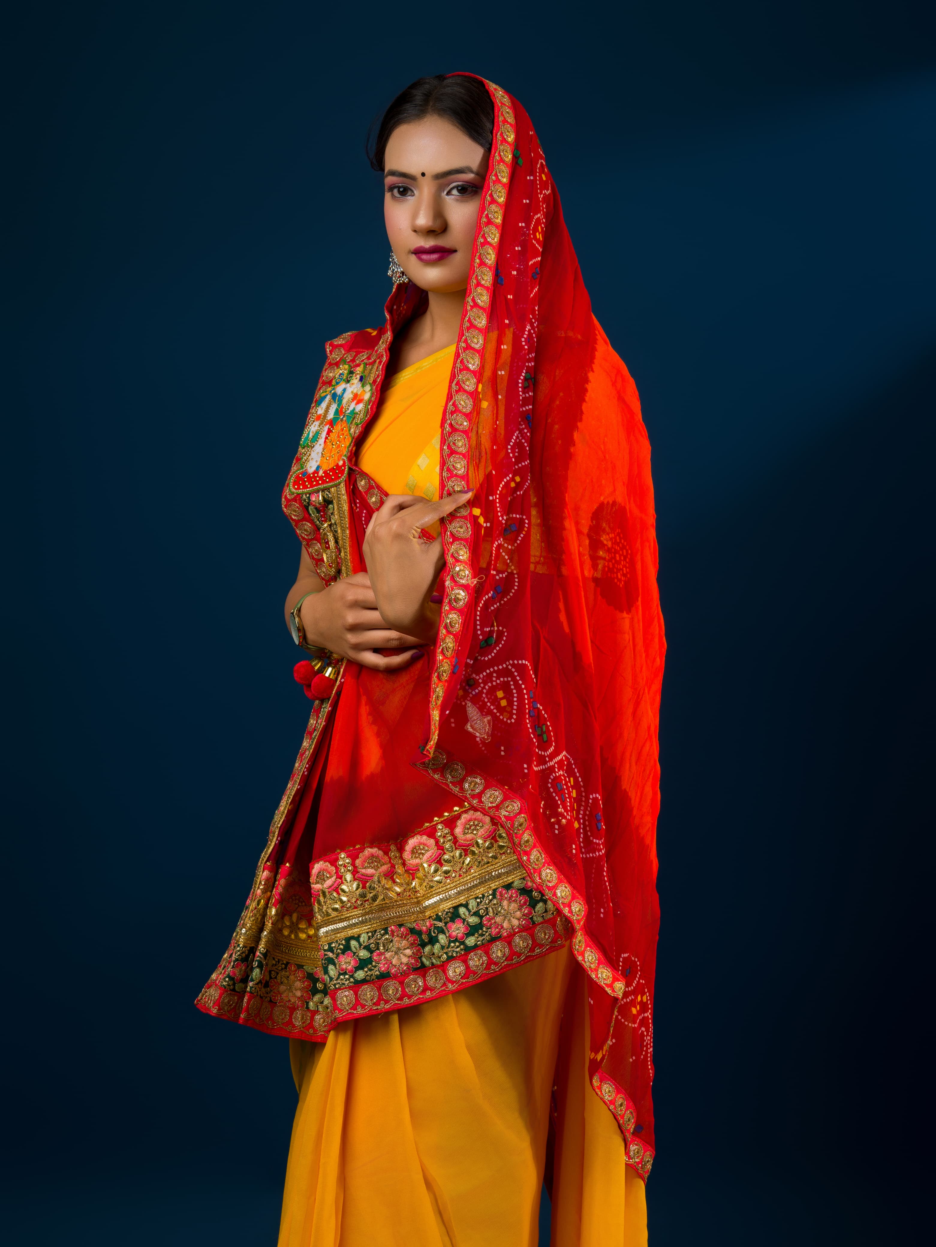KcPc Rajasthani Marwadi Chunri Pila Stole ZHR