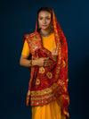 KcPc Marwadi Pure Georgette bandhani Bel Buti Heavy Broch Stole
