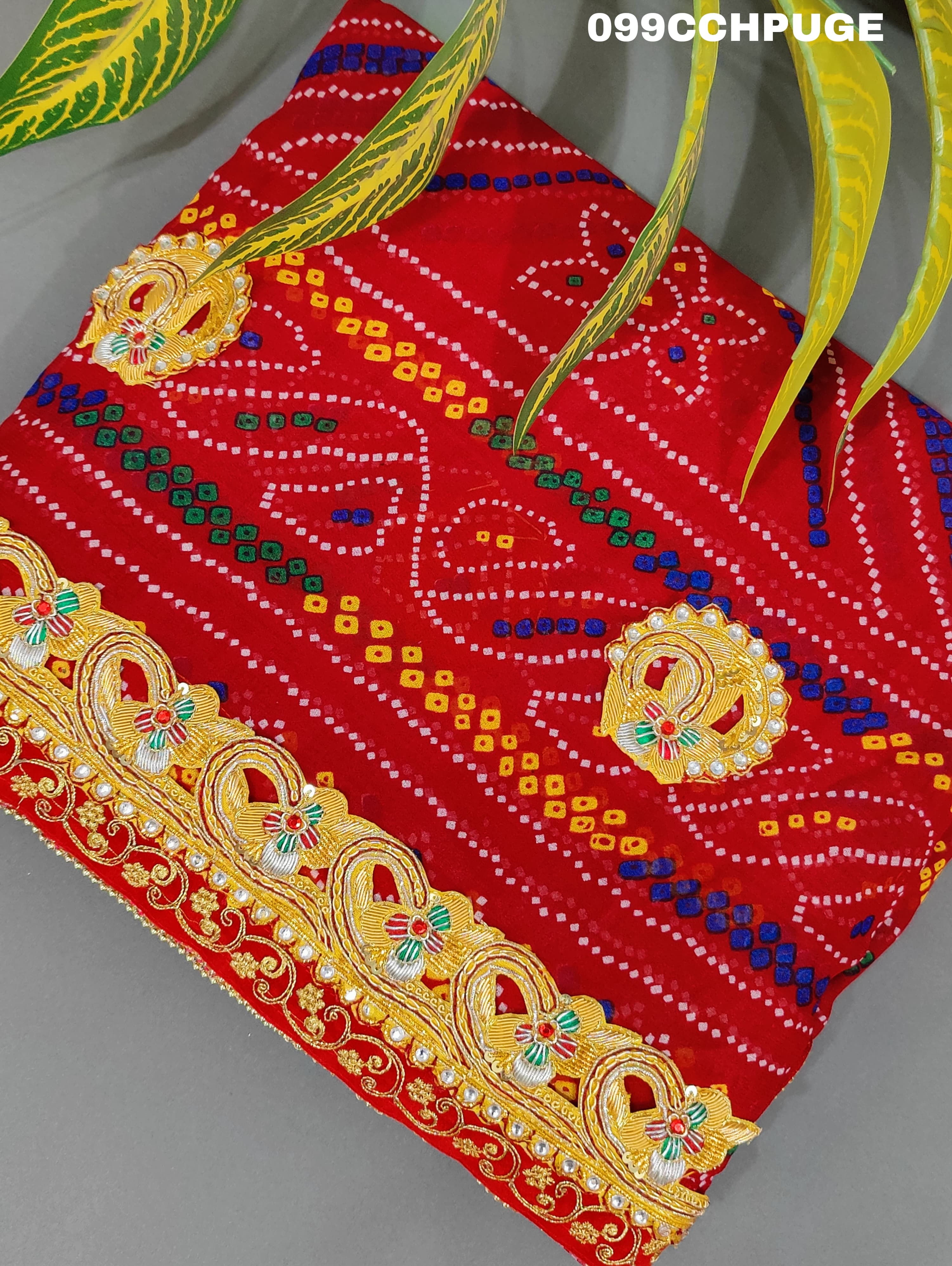 KcPc Marwadi Bhaat ki Chunri Belbuti Odhna Chunri (Pure Georgette Fabric)