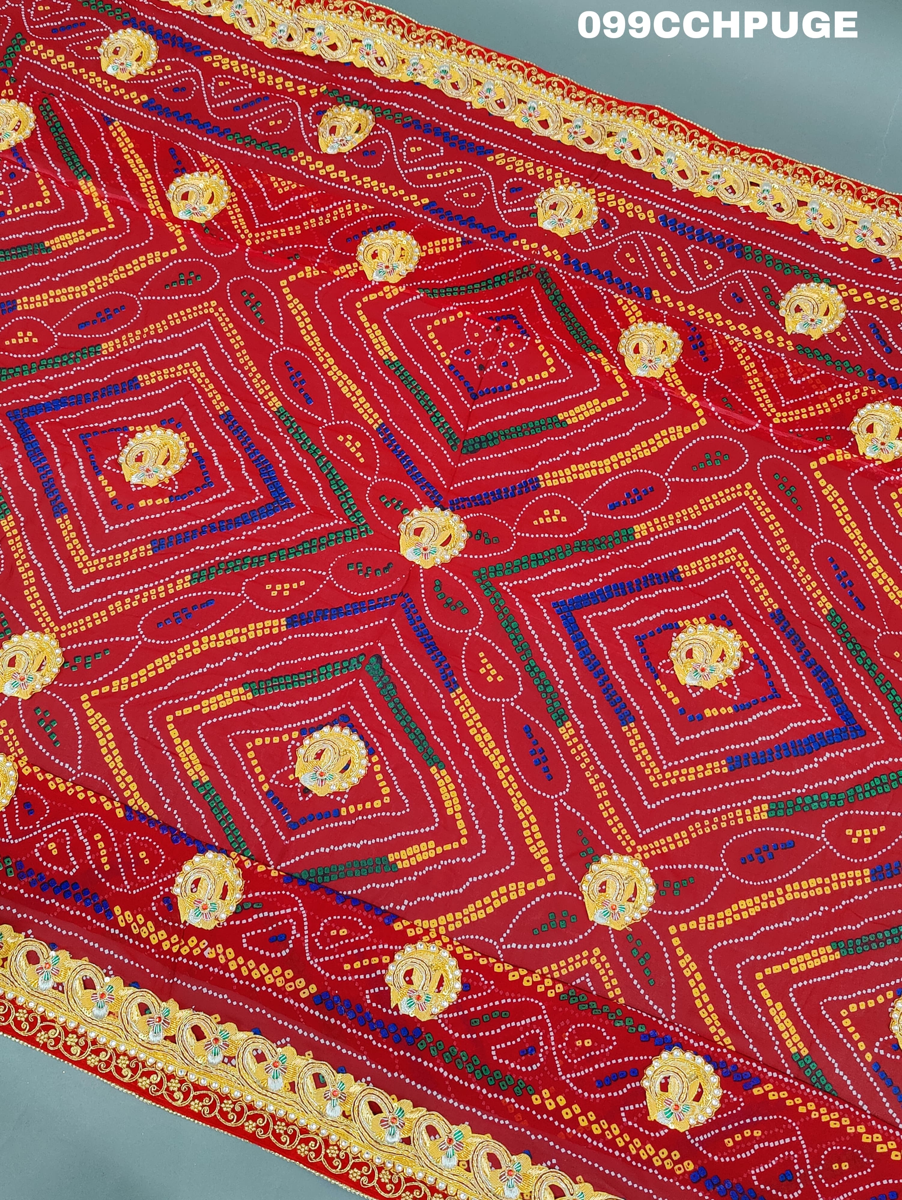 KcPc Marwadi Bhaat ki Chunri Belbuti Odhna Chunri (Pure Georgette Fabric)