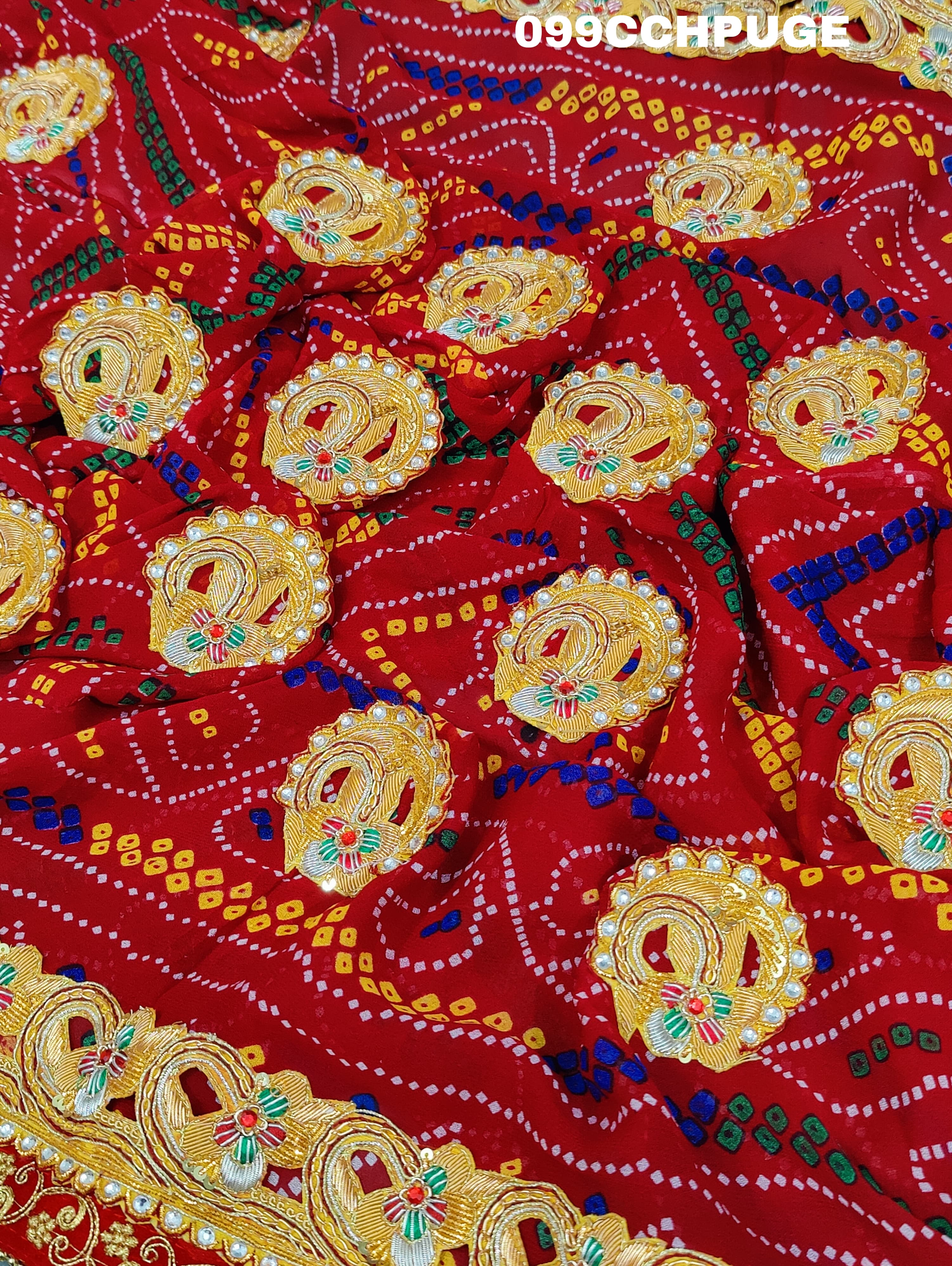 KcPc Marwadi Bhaat ki Chunri Belbuti Odhna Chunri (Pure Georgette Fabric)