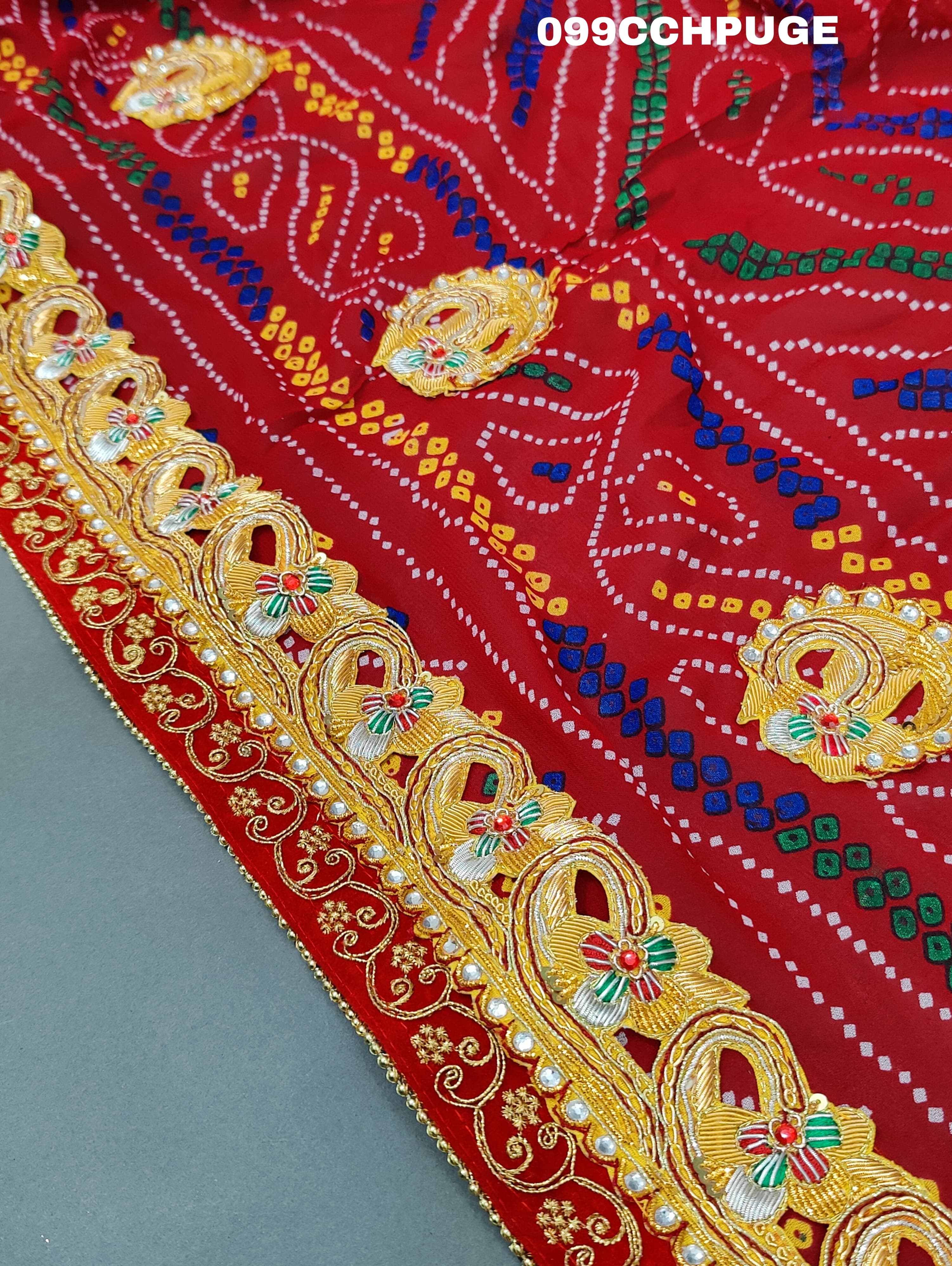 KcPc Marwadi Bhaat ki Chunri Belbuti Odhna Chunri (Pure Georgette Fabric)