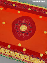 KcPc Marriage Purpose Chunri Pilia Dupatta 1.5 pat TraditionalPila (Pure Georgette Fabric)