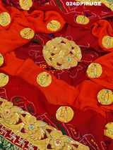 KcPc Marriage Purpose Chunri Pilia Dupatta 1.5 pat TraditionalPila (Pure Georgette Fabric)