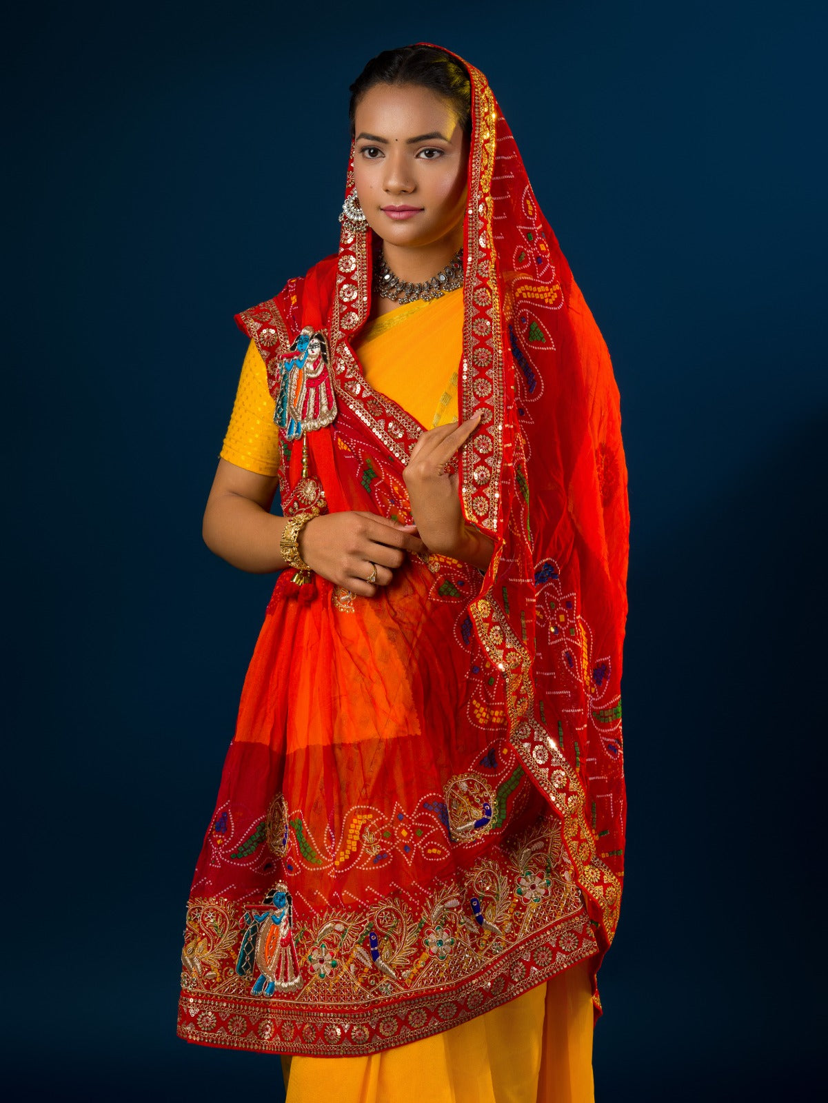 KcPc Latest Georgette Marwardi Broach Stole MNL