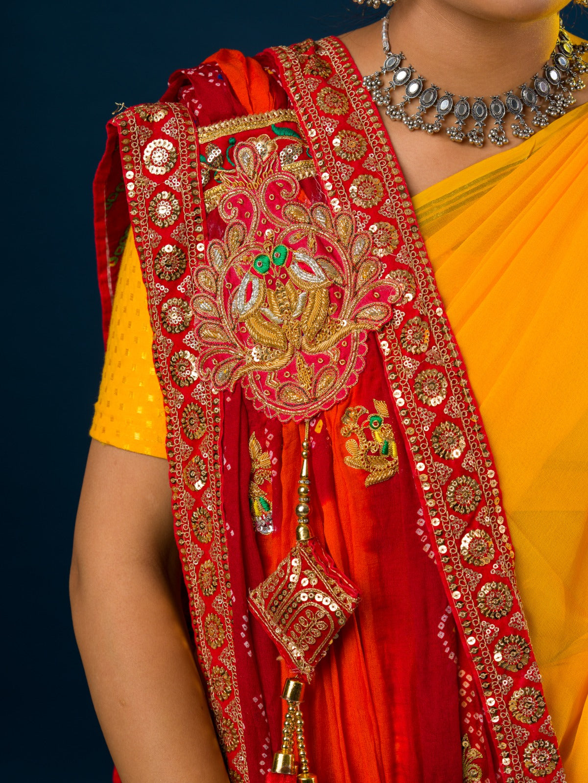 KcPc Piliya Zardoji work Marwadi Piliya Broach Odhna
