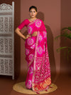 Apink and red bandhej gotapatti laddu bandhej saree