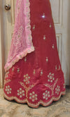 lehenga with bandhani pattern, mirror gotapatti work