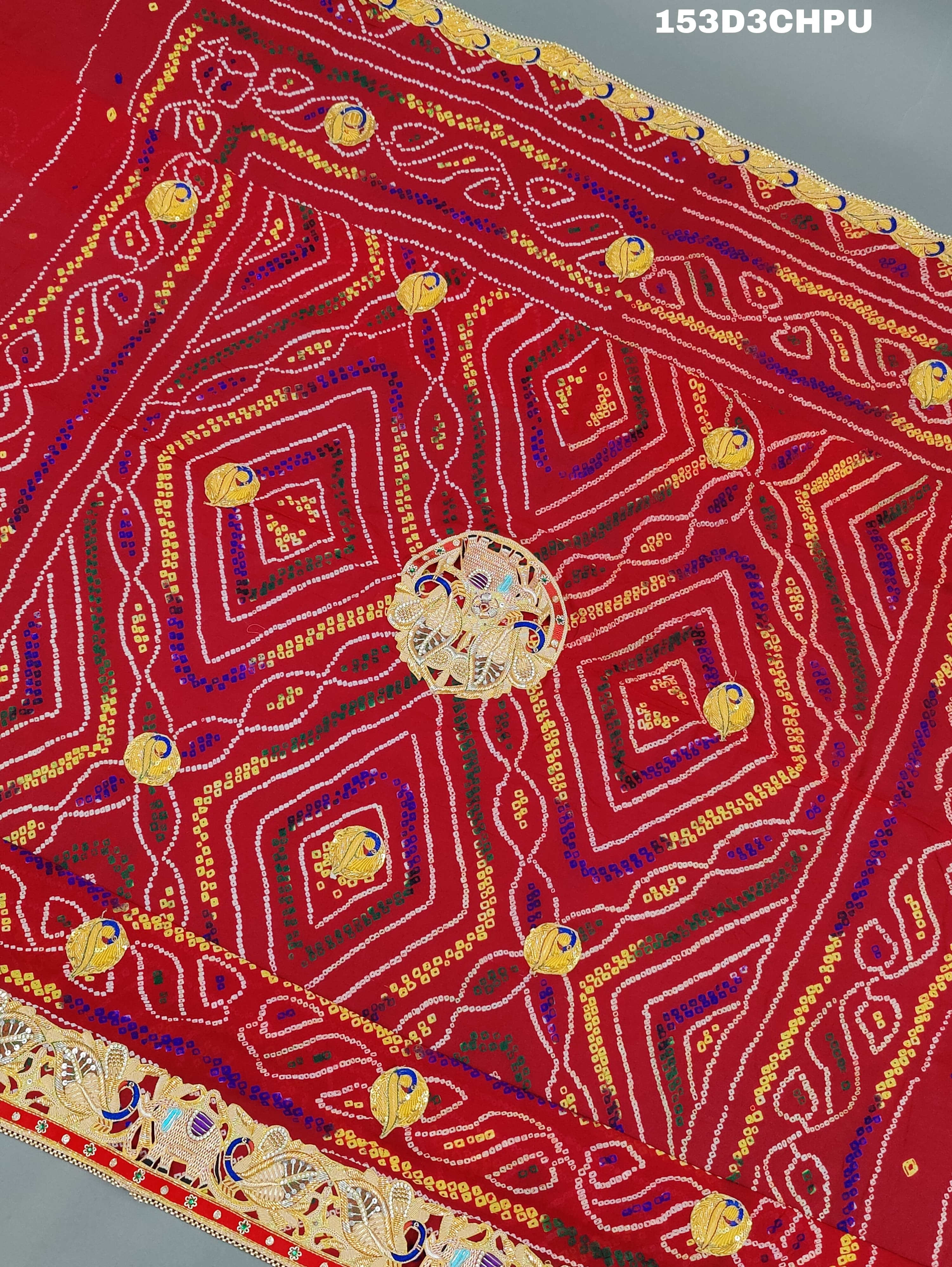KcPc Traditional Jaipuri Chunri Pila Rajasthani Marriage Chundi Dupatta Chunri (Pure Ojariya Fabric)