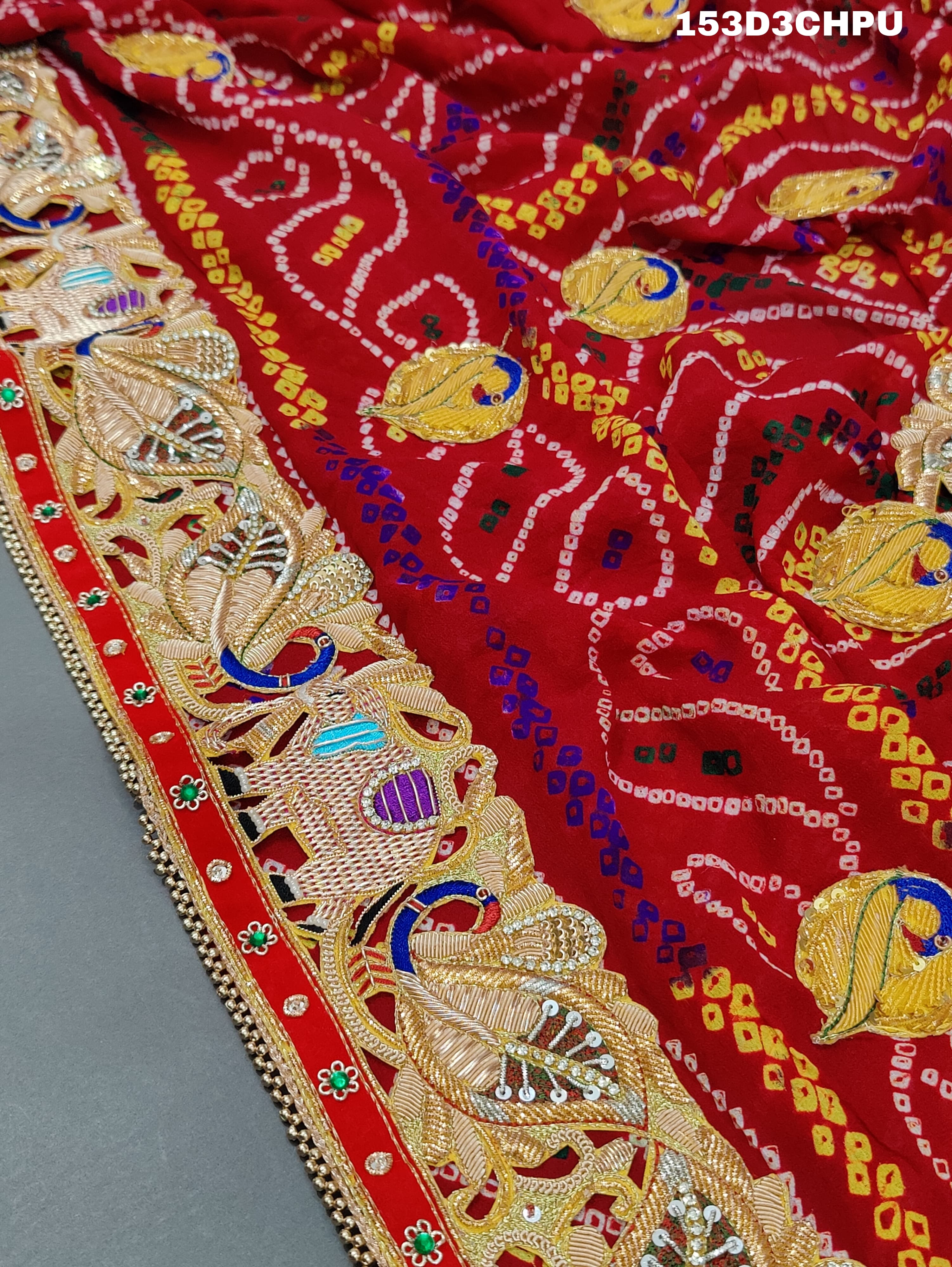 KcPc Traditional Jaipuri Chunri Pila Rajasthani Marriage Chundi Dupatta Chunri (Pure Ojariya Fabric)