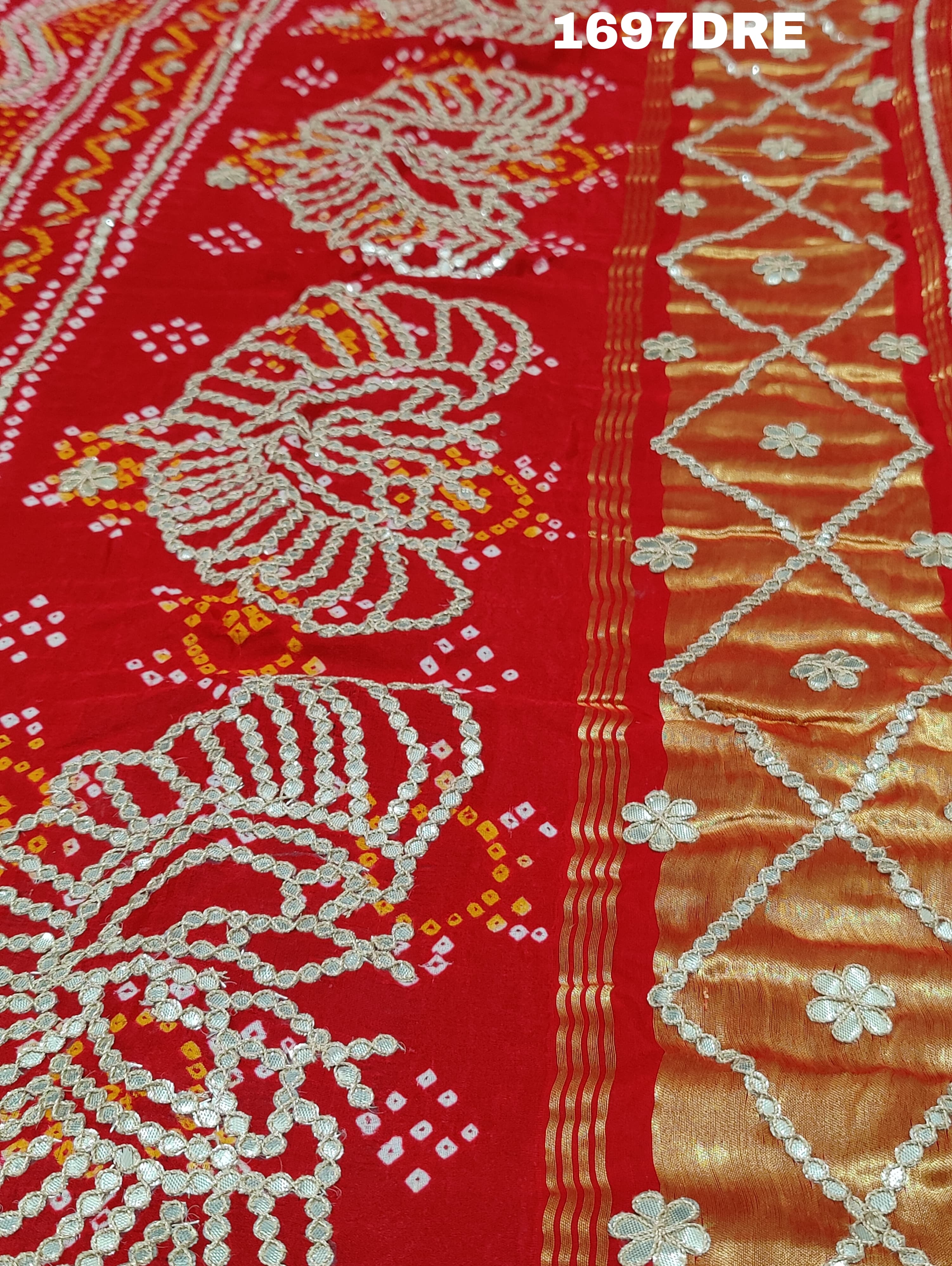 KcPc New Latest Designer Gaji Silk Bandhani Ghatchola Gotapatti Work DupattaSATISH