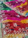 Chiffon Multi Print Bandhani Kacha Gotapatti Work Saree