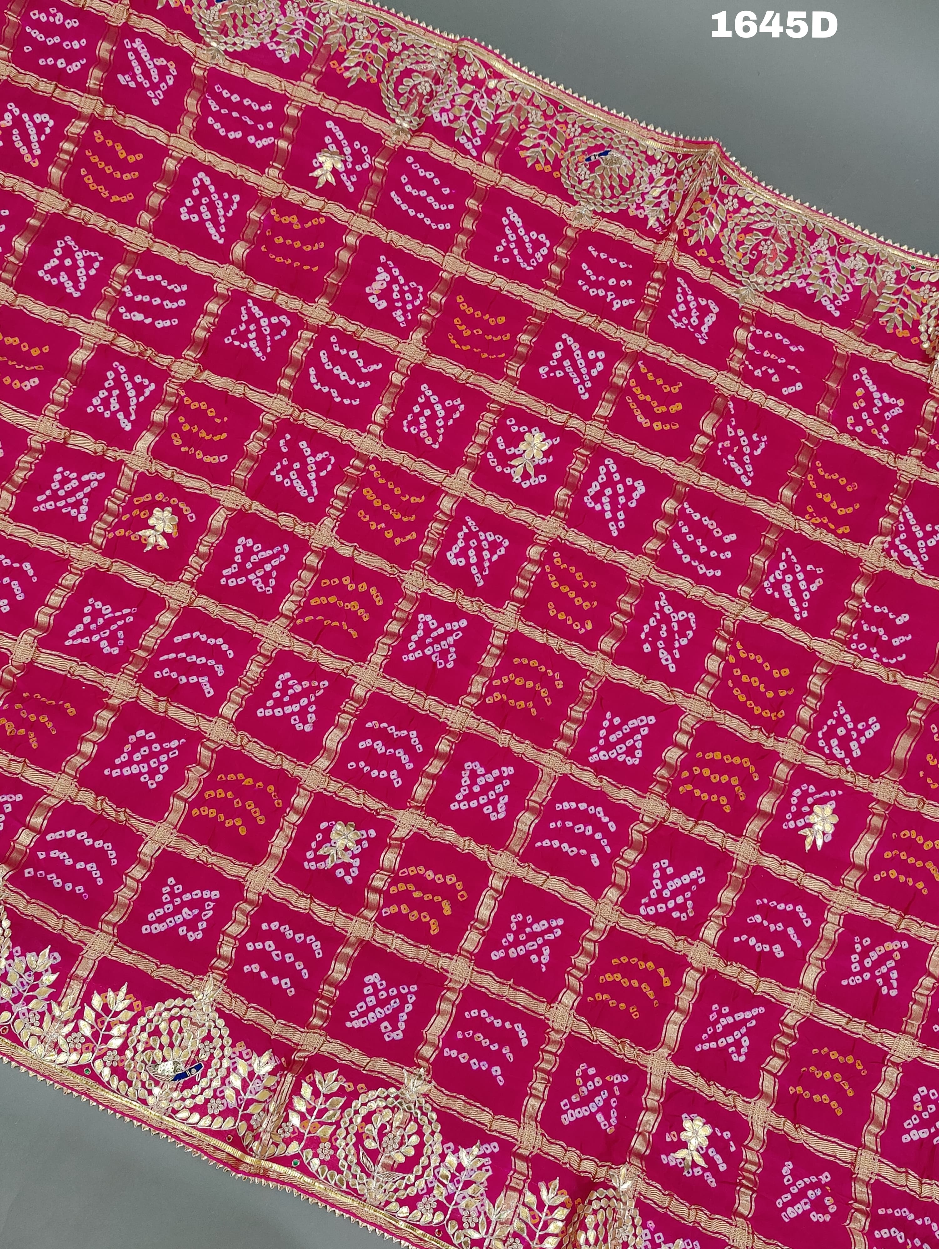 KcPc Pure Gaji Silk Handmade Bandhej Gotapatti Work Jaipuri Dupatta