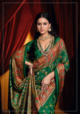 Pashmina Silk Foil Print Style With Meenakari Print Saree