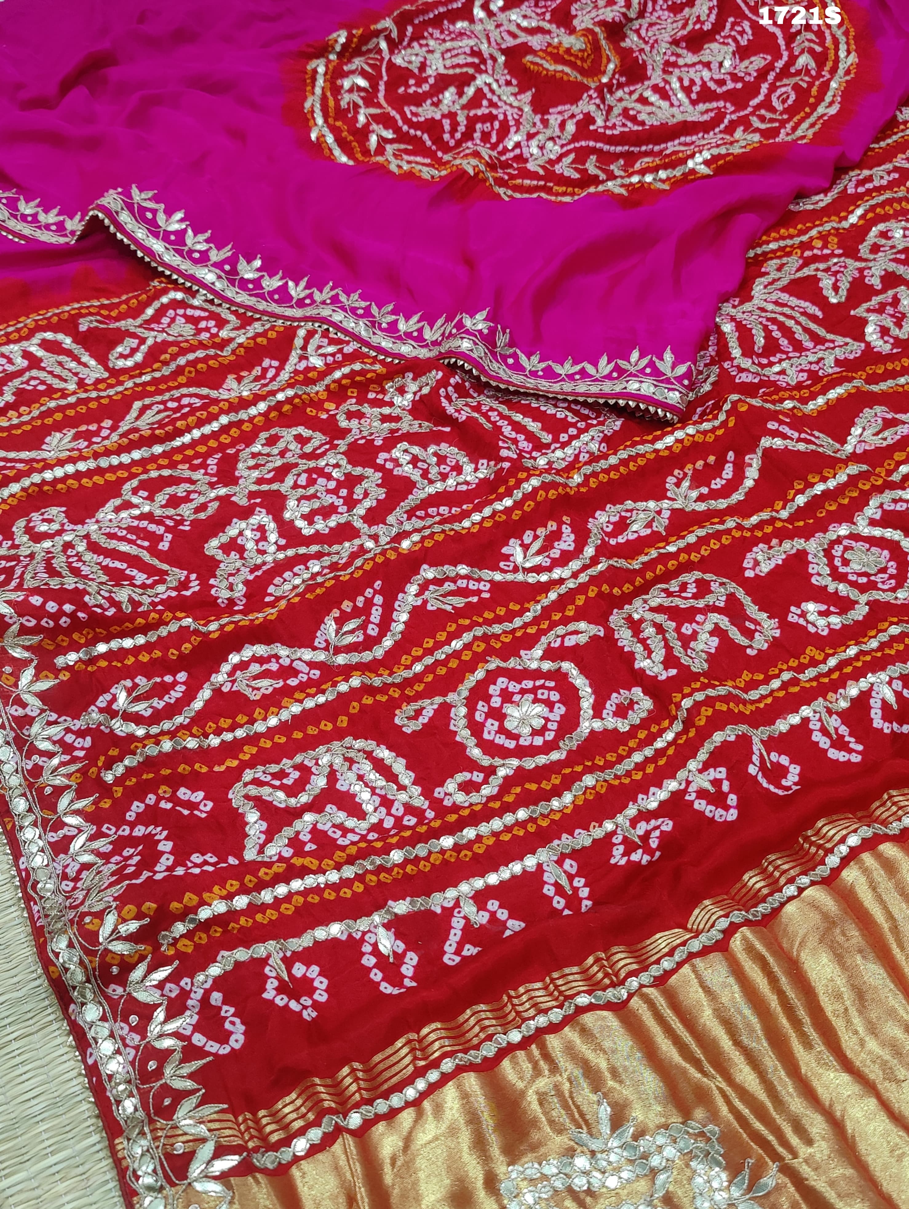 Buy Pure Gaji Silk Bandhani Saree Kcpc