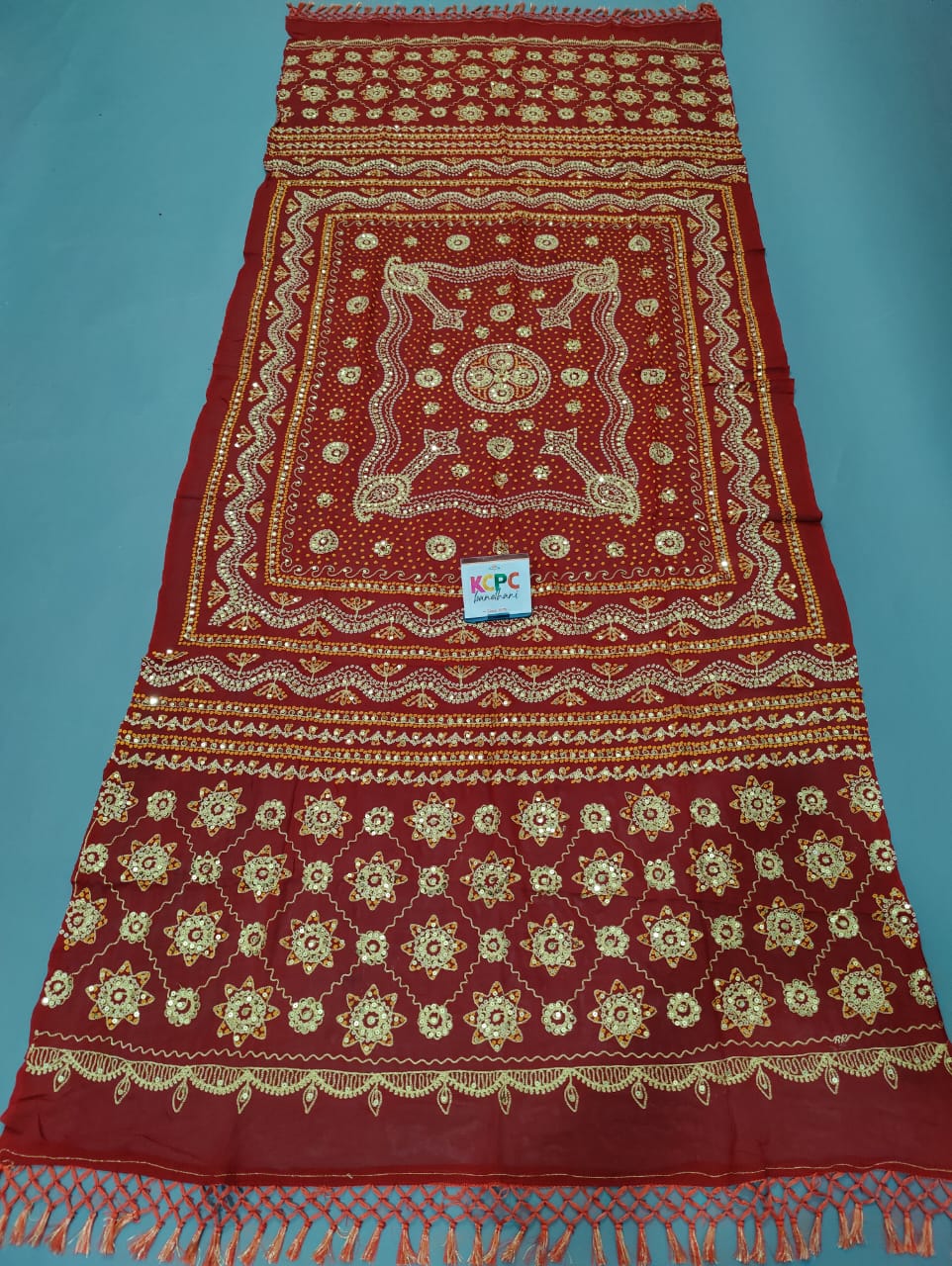 KcPc Pure Georgette Vintage Work Look Aaritari traditional kutchy work Designer Dupatta for lehengas MehronJTW