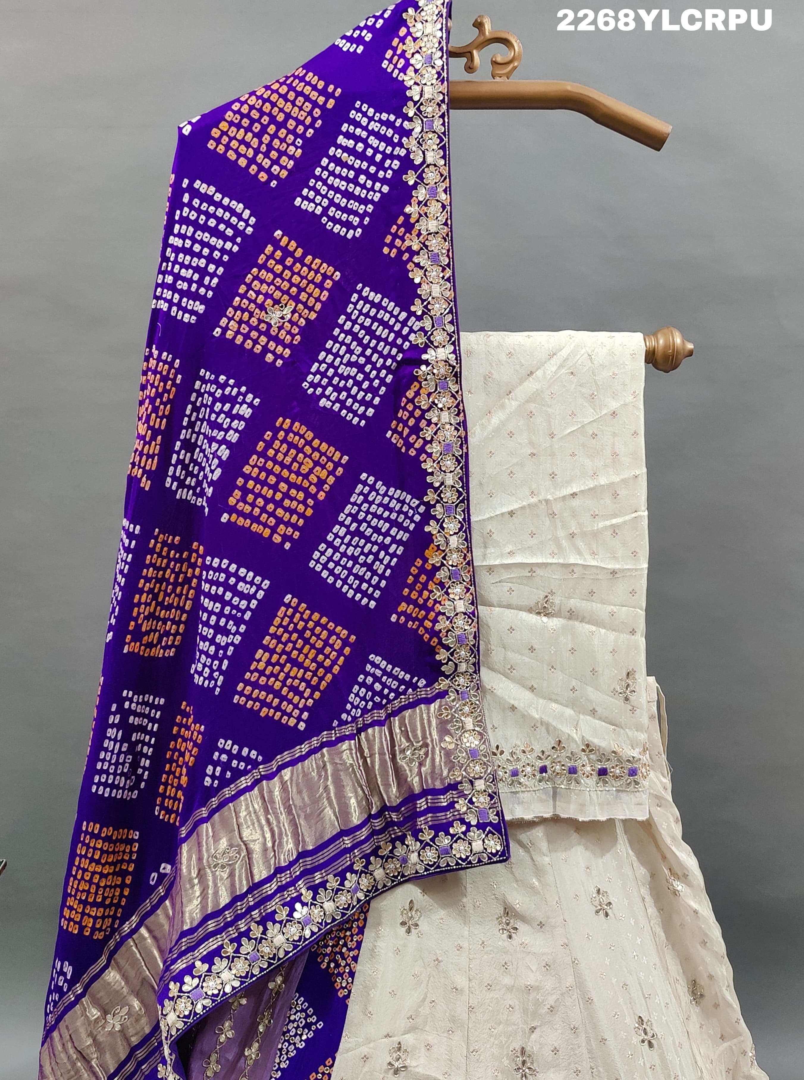 Gaji Silk Bandhani Style With Gotapatti Work Lehenga