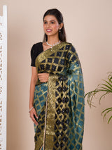 Banarasi silk saree with gharchola pattern and heavy zari work
