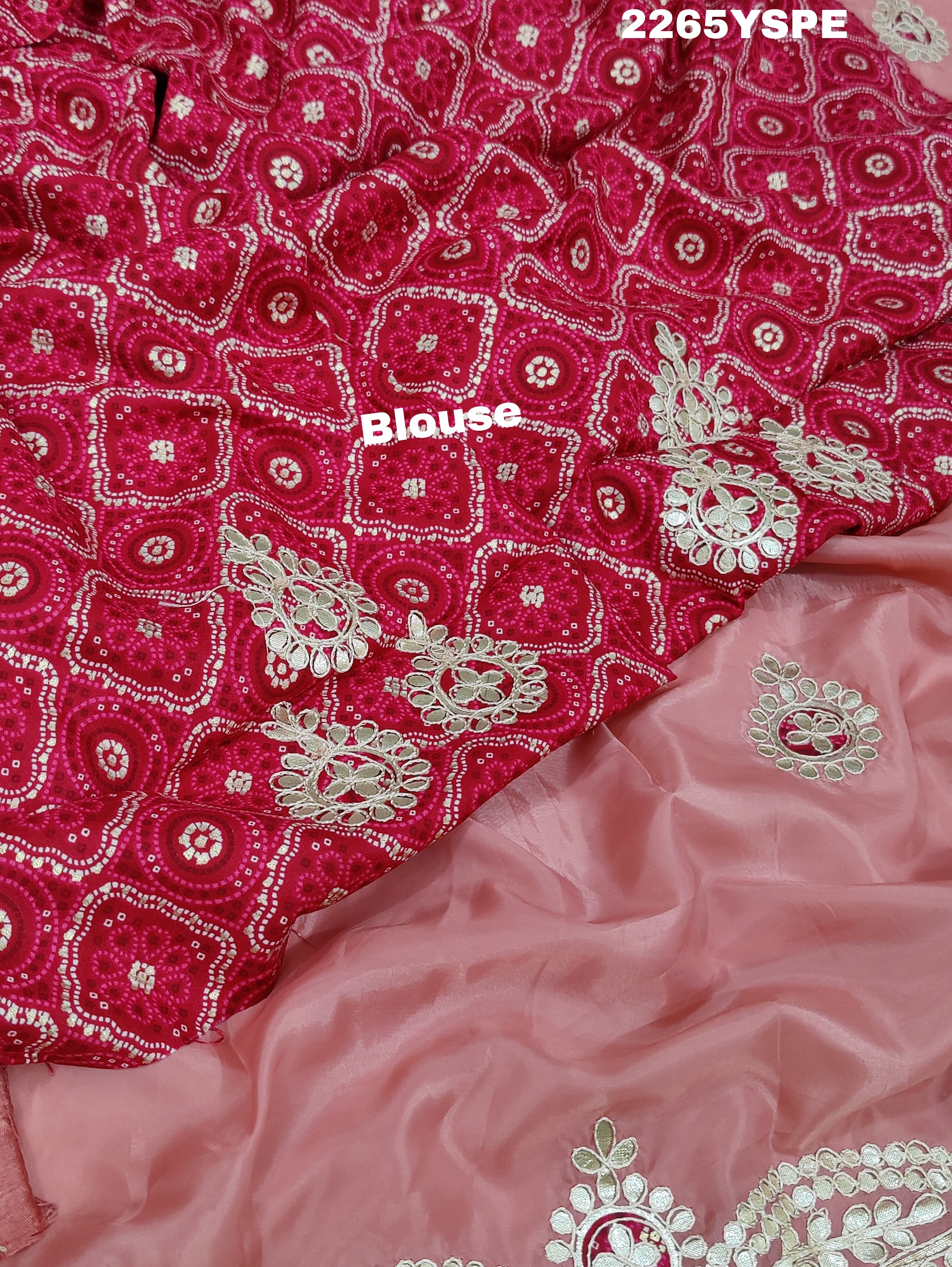 Tussar tissue silk Bollywood With Gotapatti work Saree in peach colour