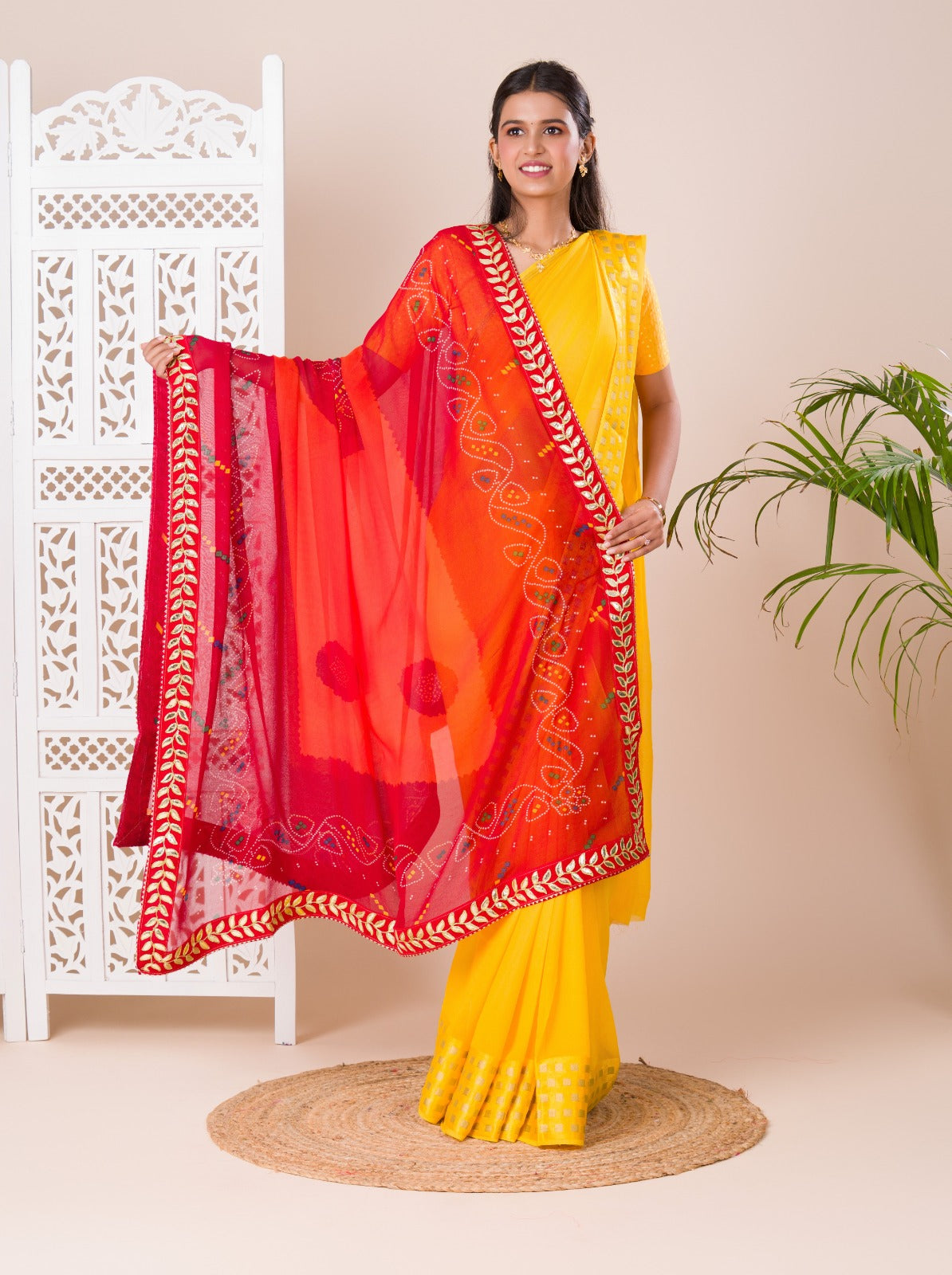 KcPc Pure Georgette Rajasthani Chunri DupattaPilaKCPC