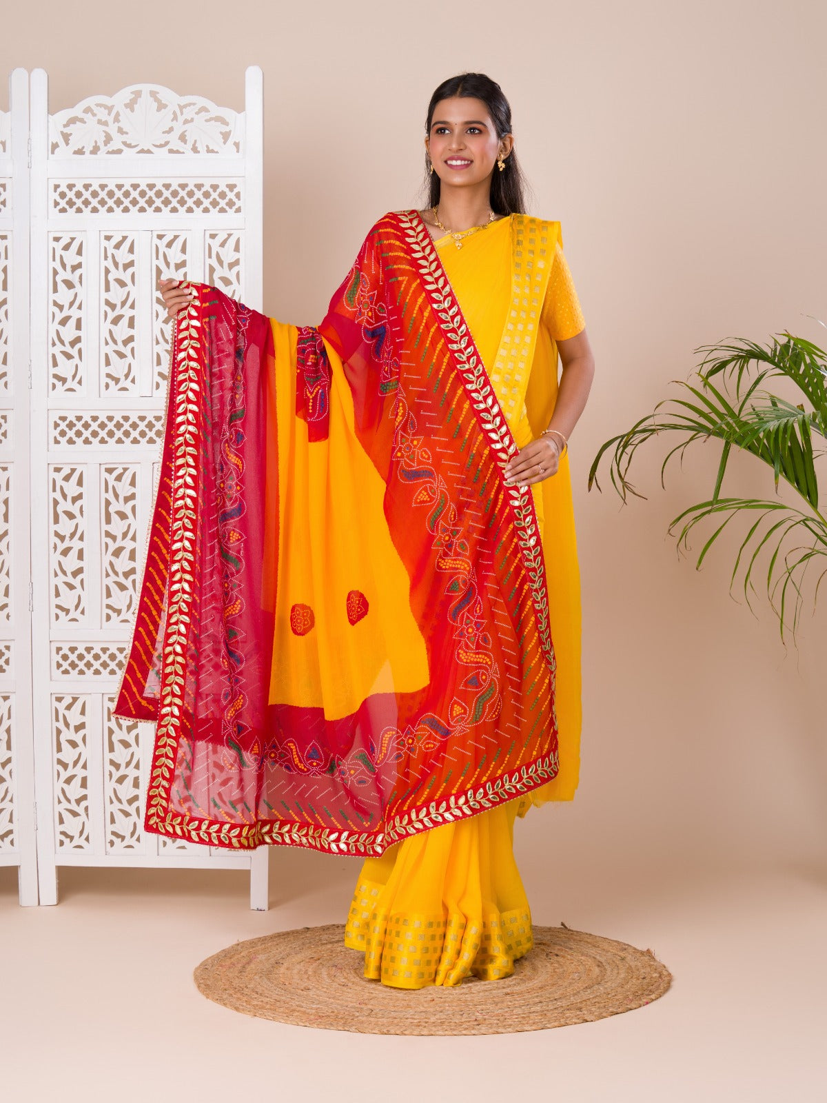 KcPc Pure Georgette Rajasthani Chunri DupattasPomchaKCPC