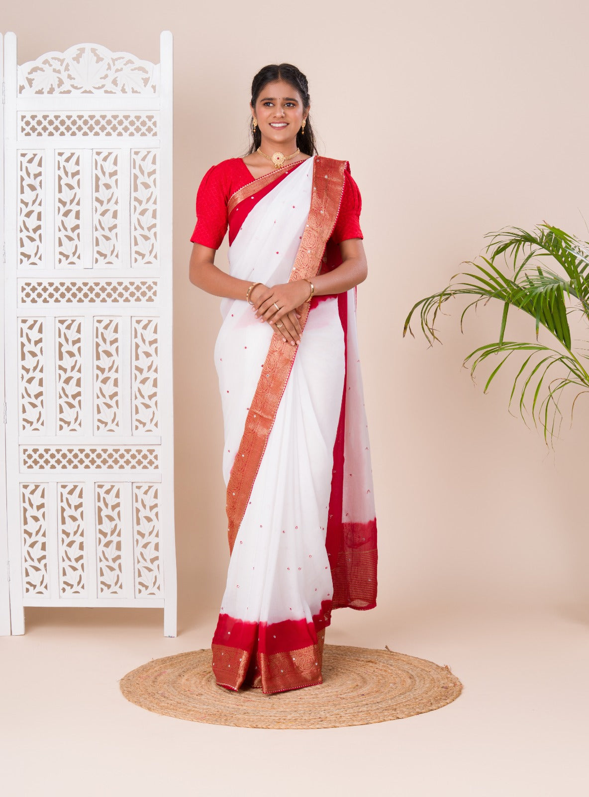 traditional Bengolisaree in mirror work
