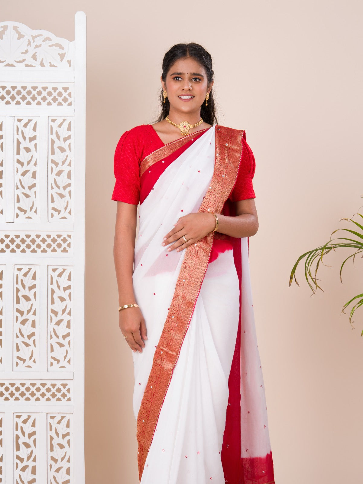 traditional Bengolisaree in mirror work