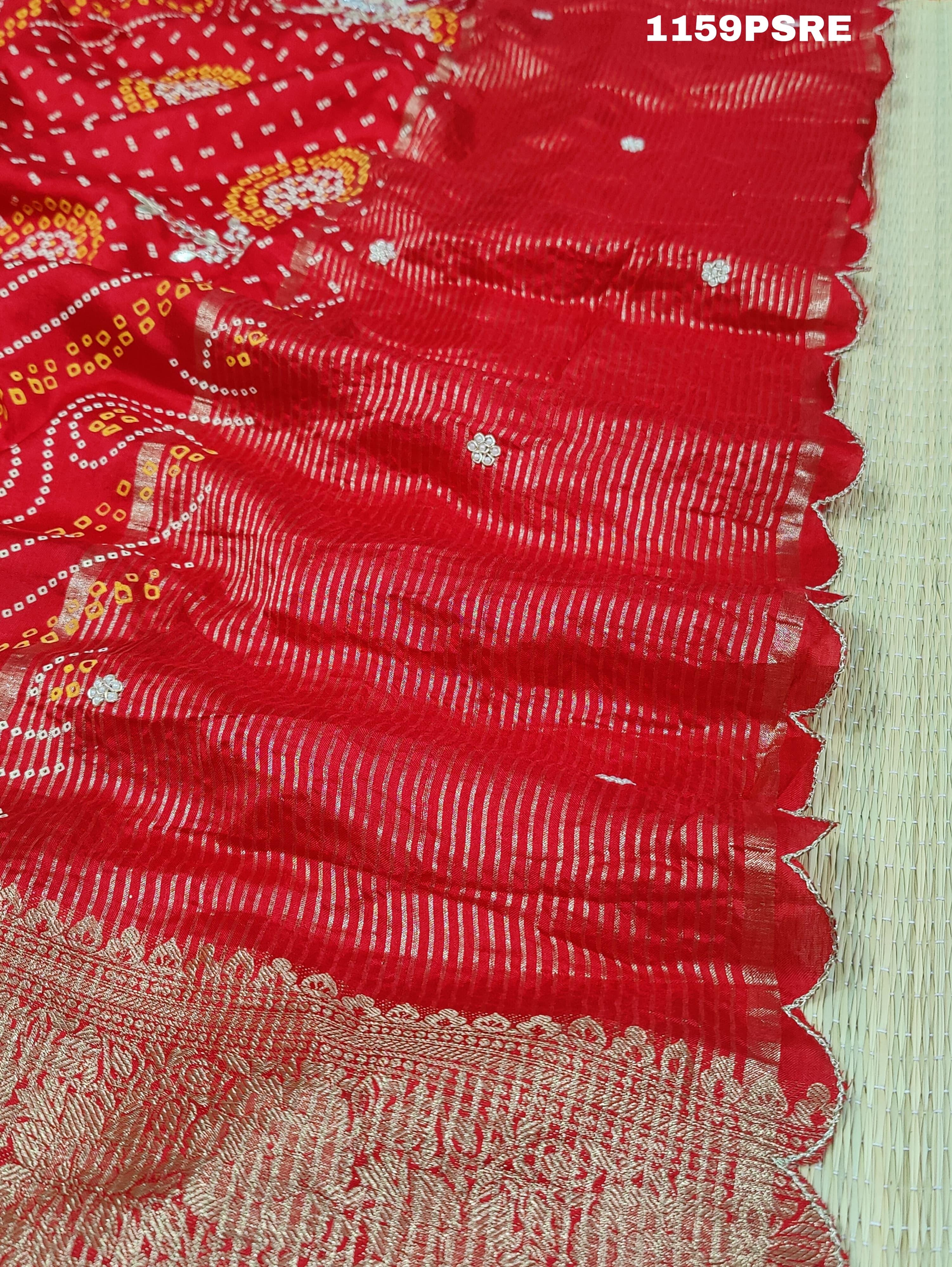 Kolkata Zardoji Work saree in bandhani stylefor festivals