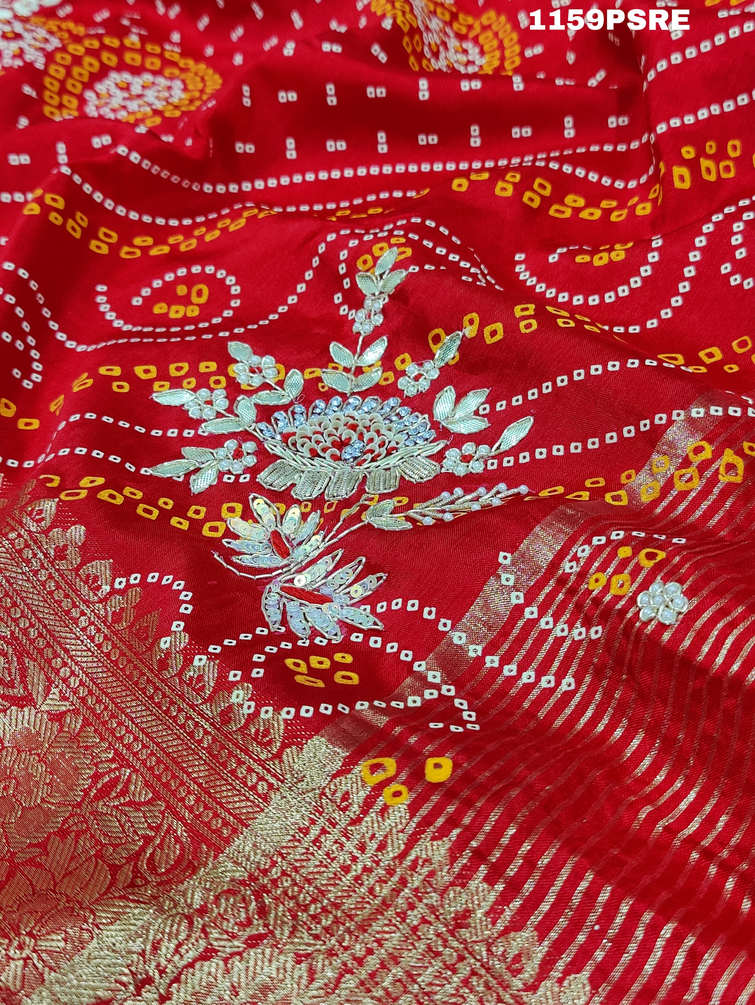 Kolkata Zardoji Work saree in bandhani stylefor festivals