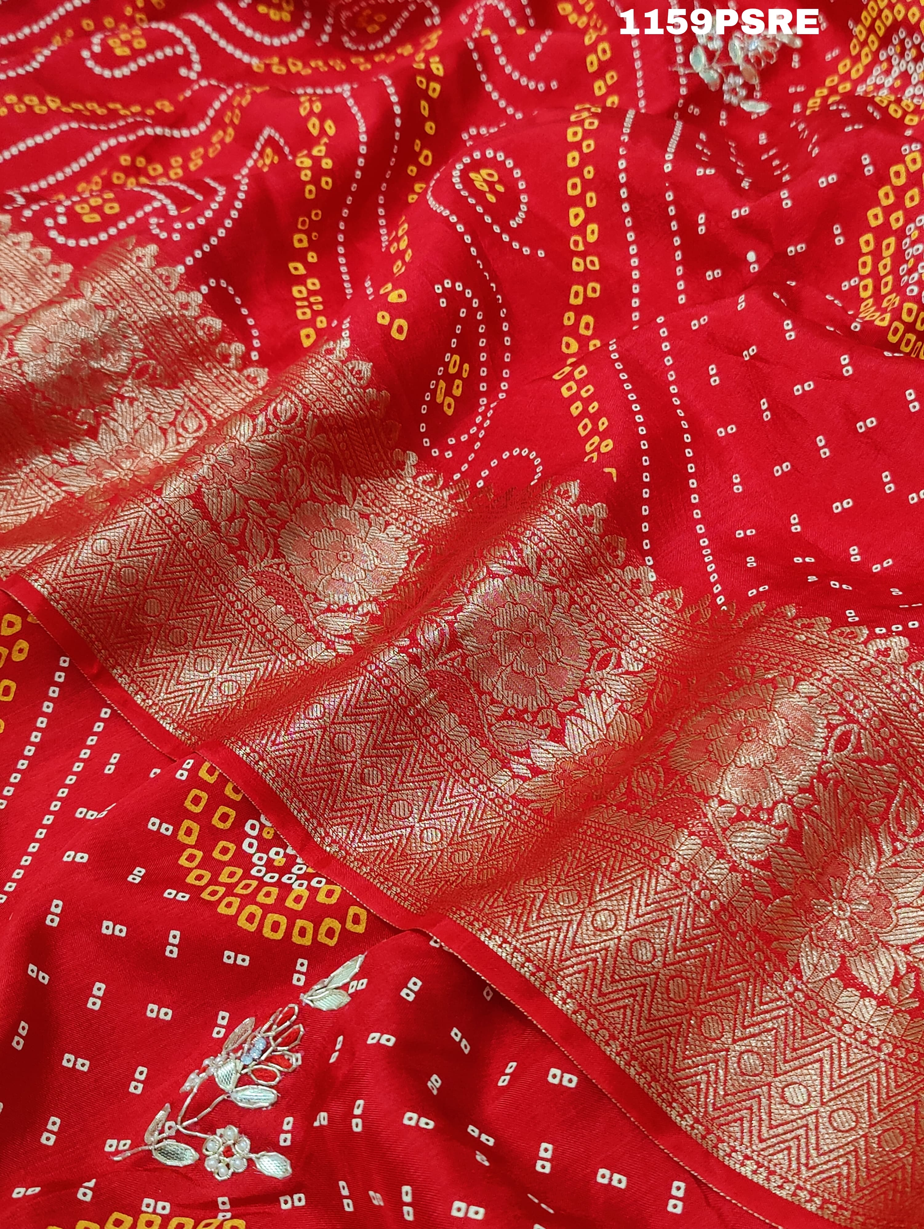 Kolkata Zardoji Work saree in bandhani stylefor festivals