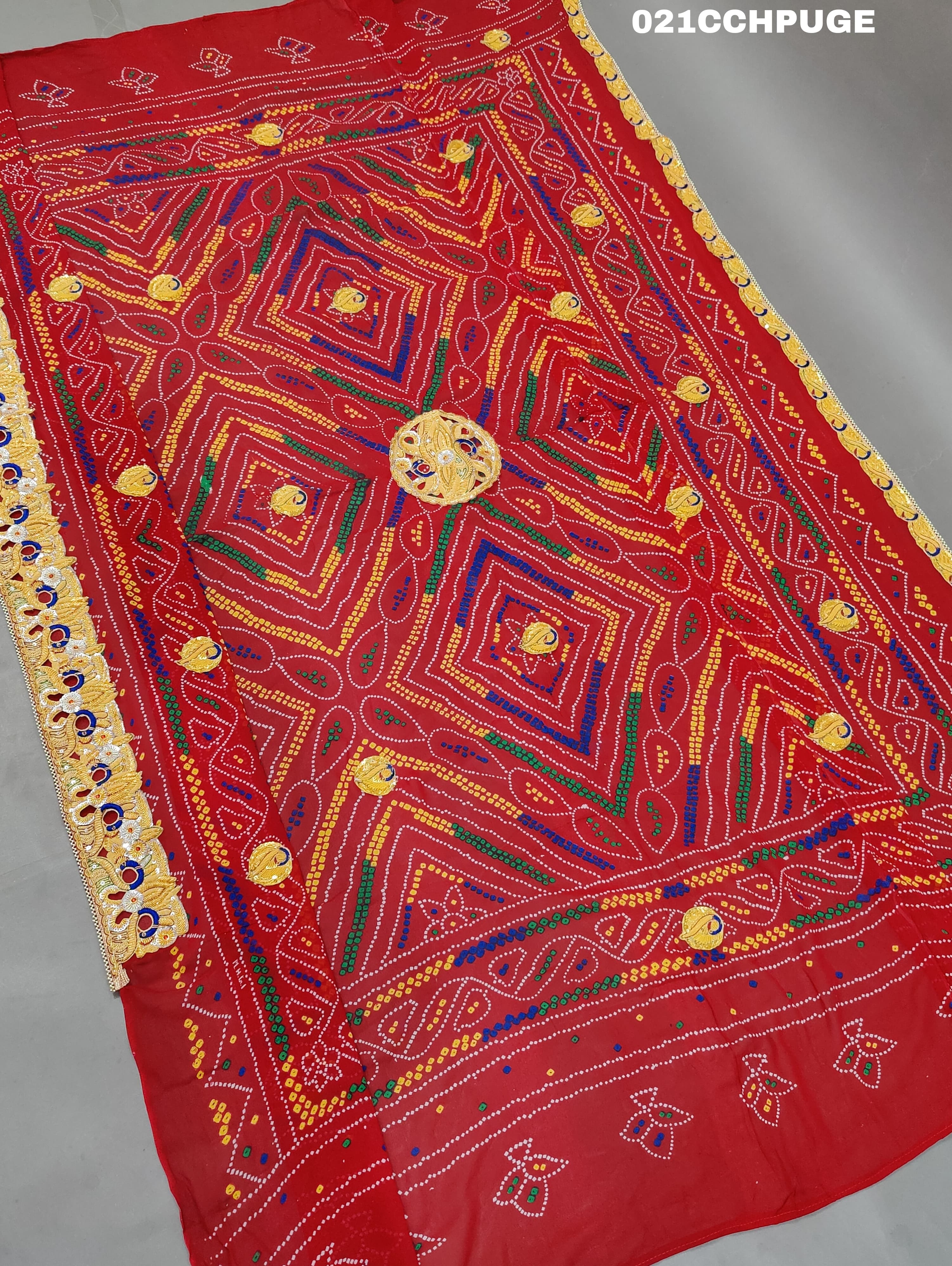 KcPc Latest Ethnic Wear Marwari Chunri Pila Odhna Chunri (Pure Georgette Fabric)