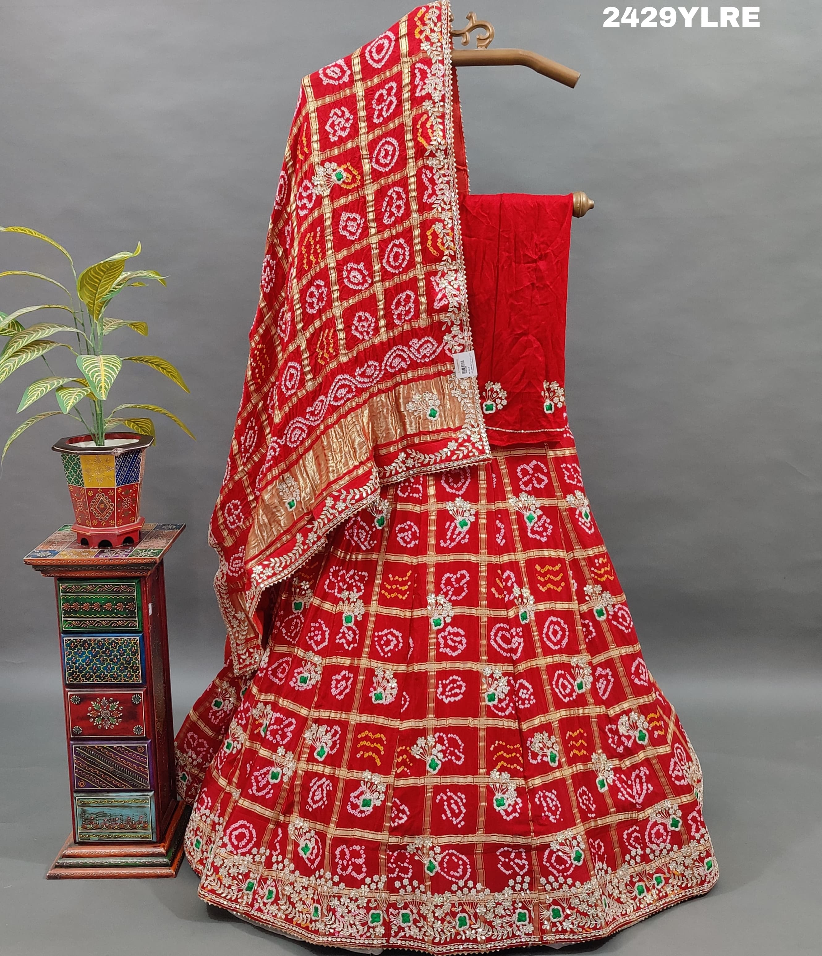 KcPc Gaji Silk Bandhani Lehenga with Gota Patti Work BTU