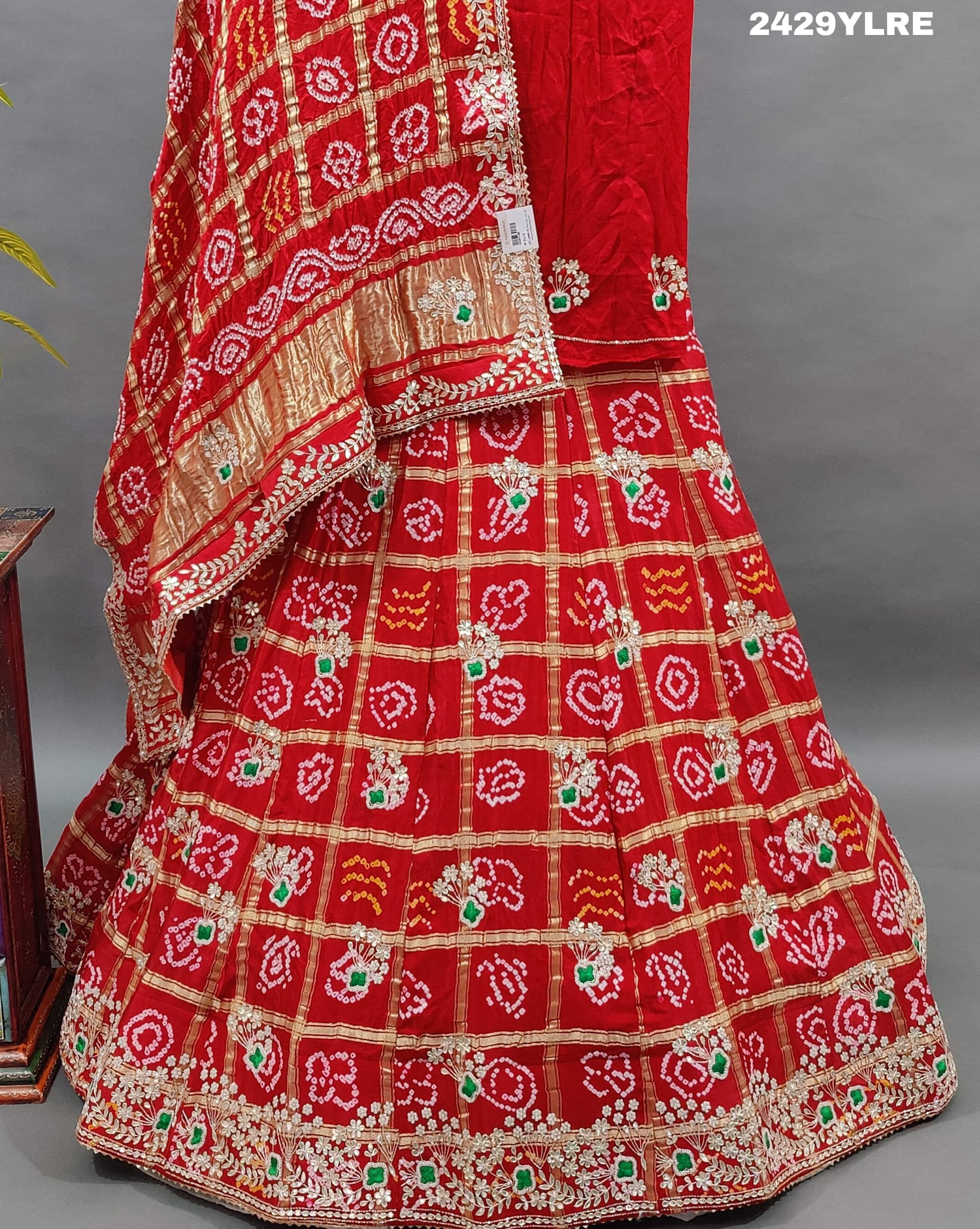 KcPc Gaji Silk Bandhani Lehenga with Gota Patti Work BTU