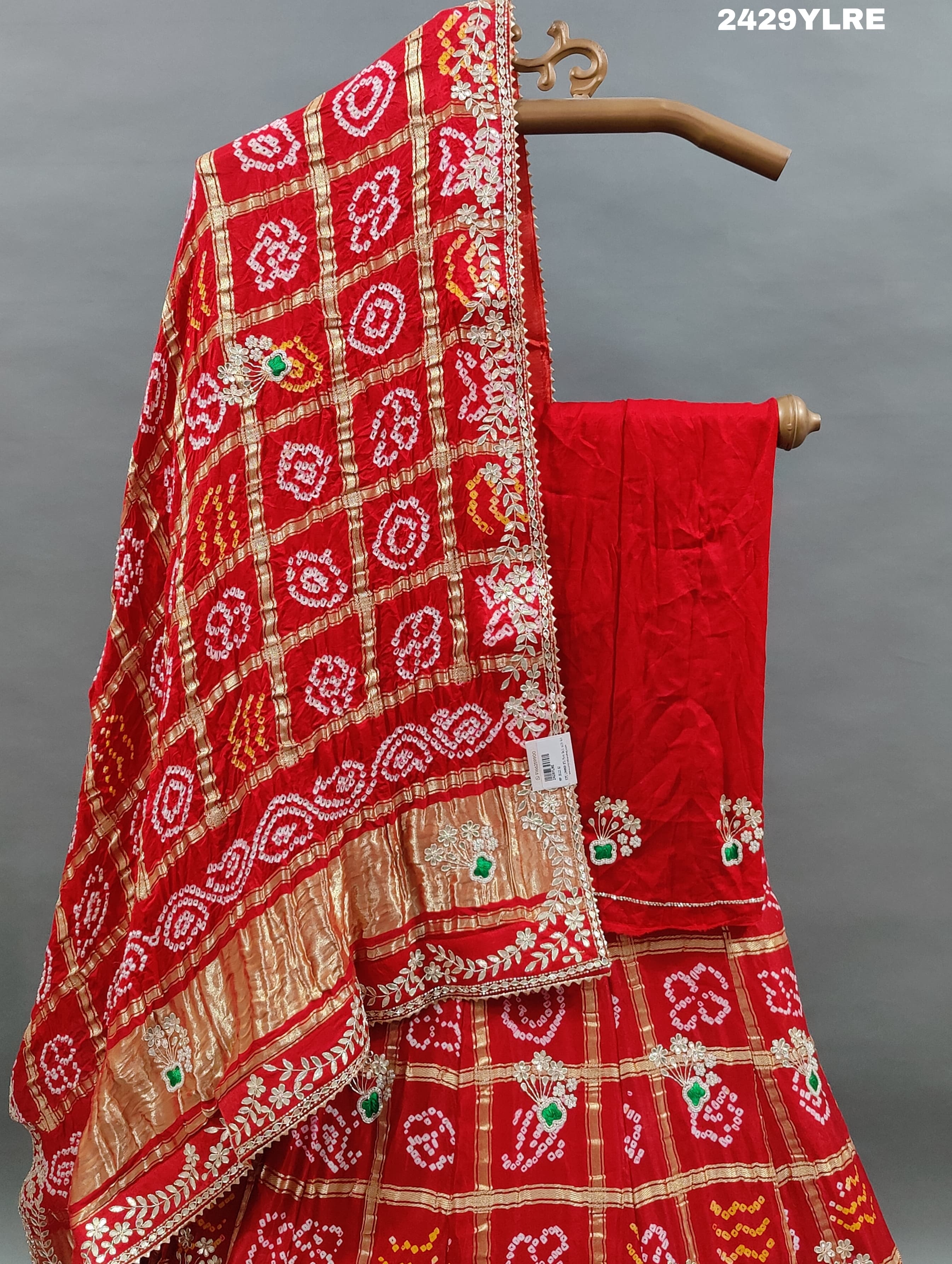 KcPc Gaji Silk Bandhani Lehenga with Gota Patti Work BTU