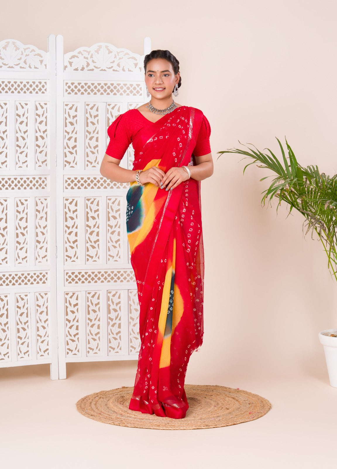 Georgette Multi Colour Bandhni saree