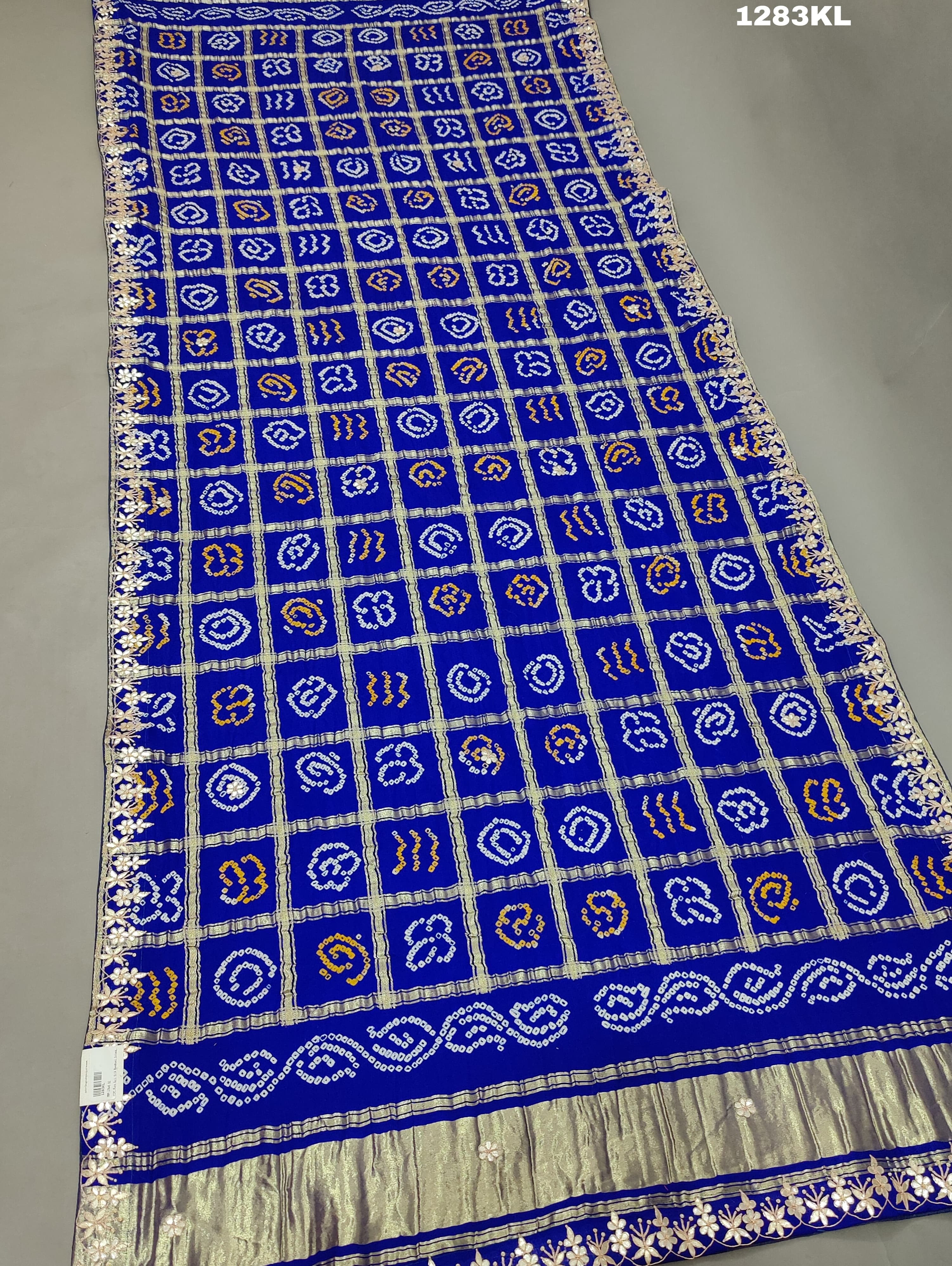 KcPc Pure Gaji Silk Bandhani Gotapatti Designer Jaipuri Traditional Dupatta satis Blue