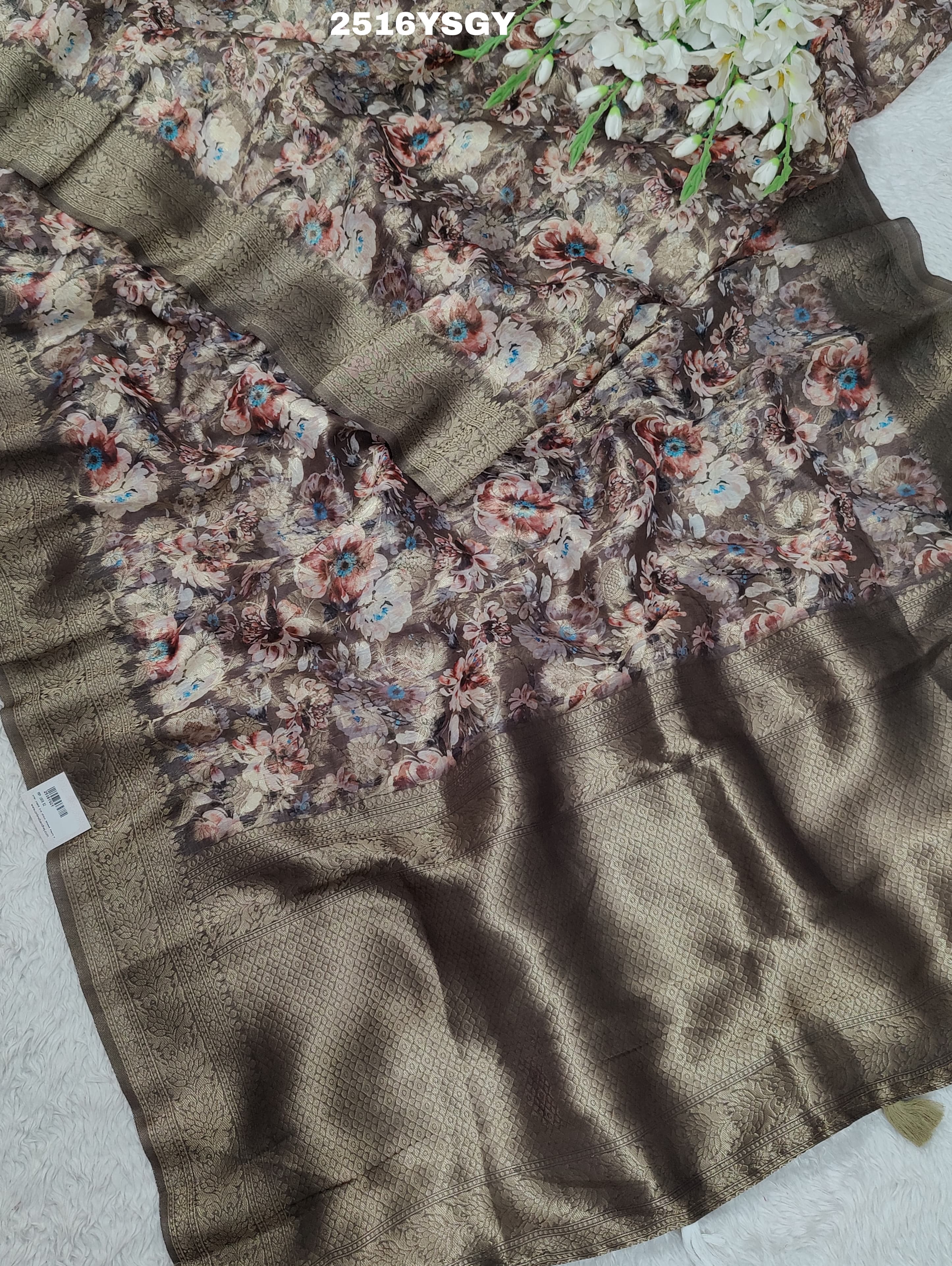 KcPc New Latest Cotton Silk Printed Style With Banarasi zariWork Saree SWA
