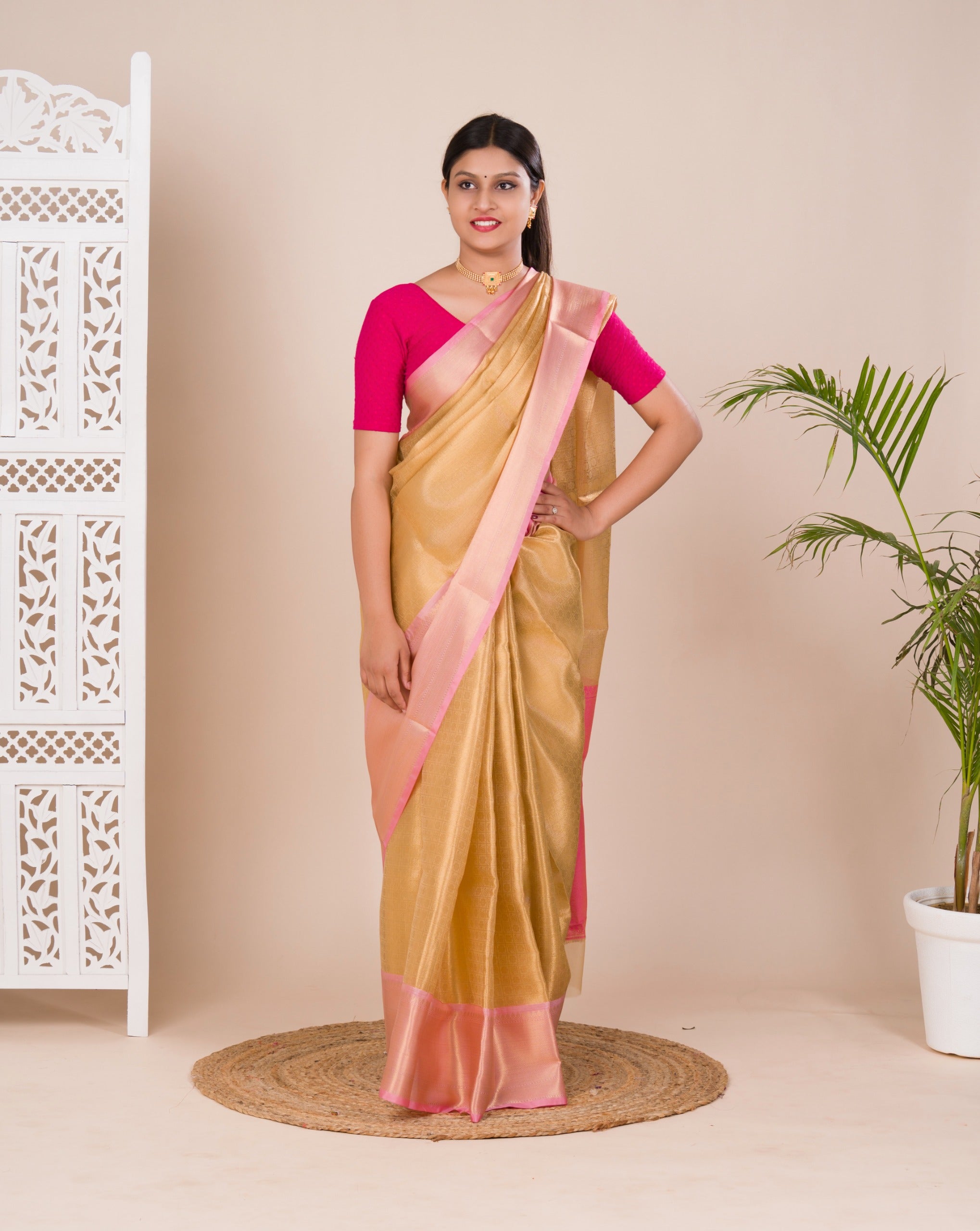 Tissue Silk Kanjivaram Style Banarasi Weaving Saree