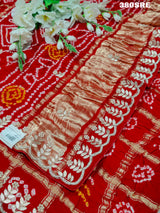 KcPc Latest Pure Gaji Silk Bandhani Ghatchola Gotapatti Saree amt Red