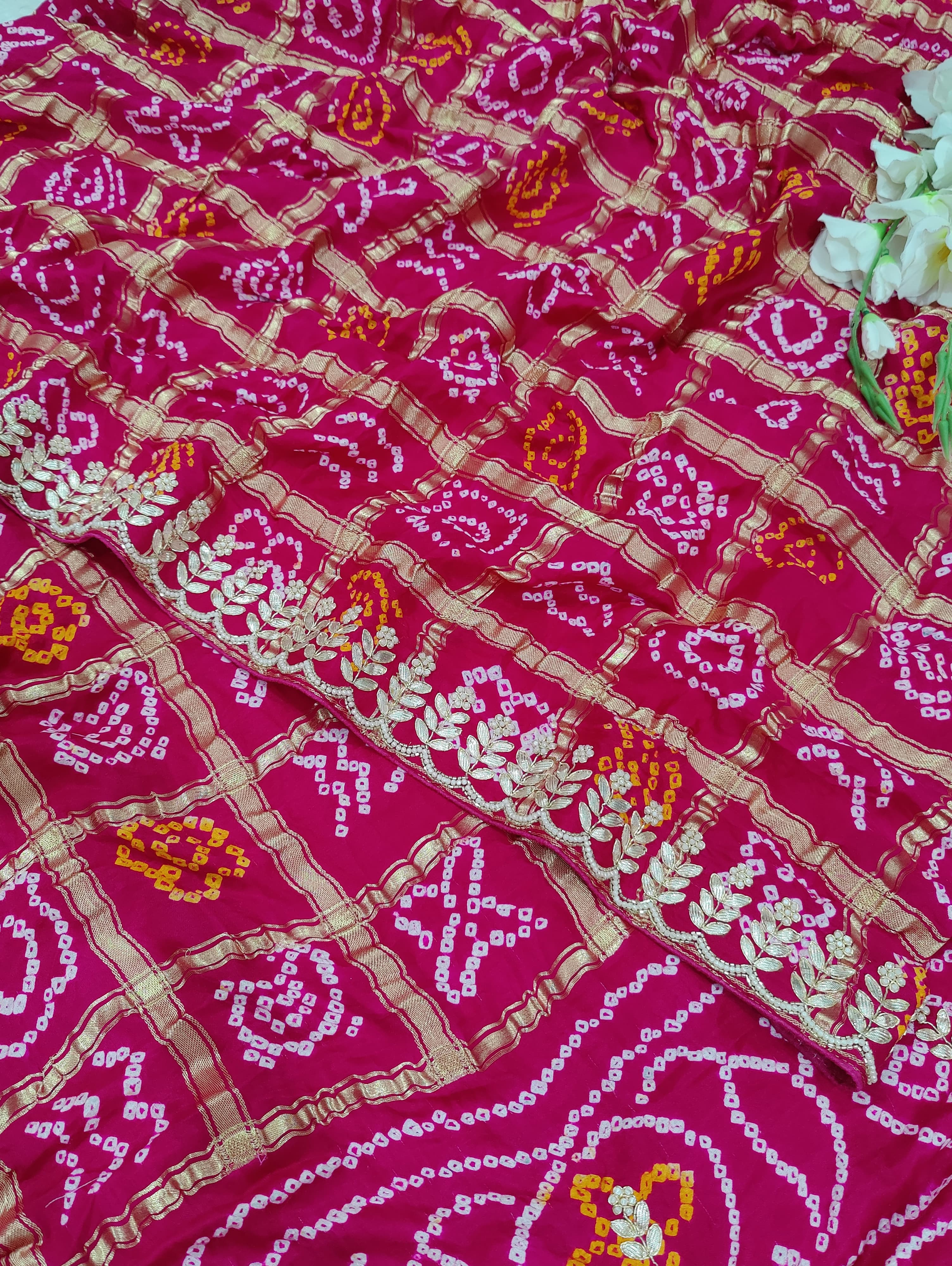 KcPc Pure Gaji Silk Bandhani Ghatchola Gotapatti Sareeamt