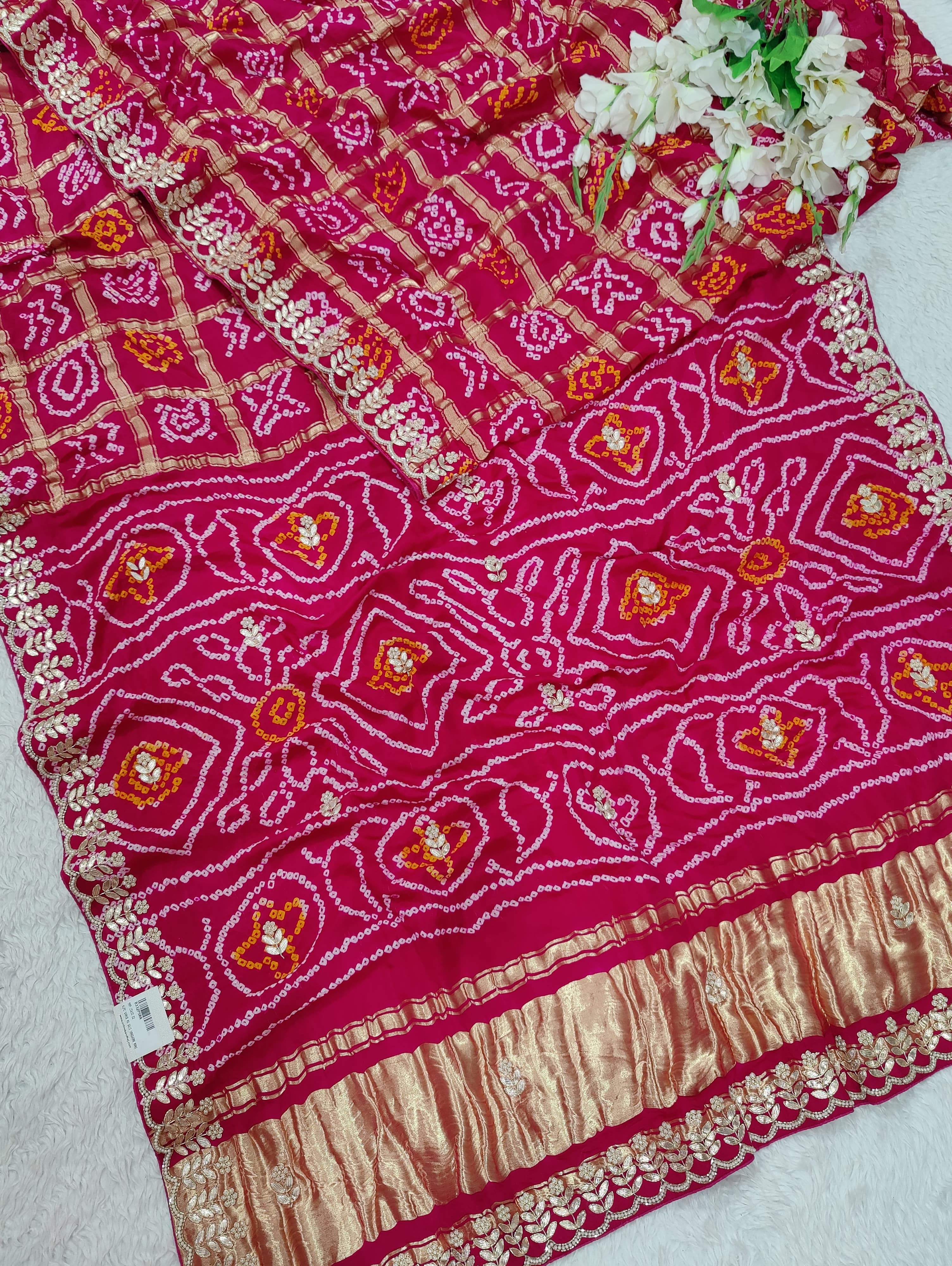 KcPc Pure Gaji Silk Bandhani Ghatchola Gotapatti Sareeamt
