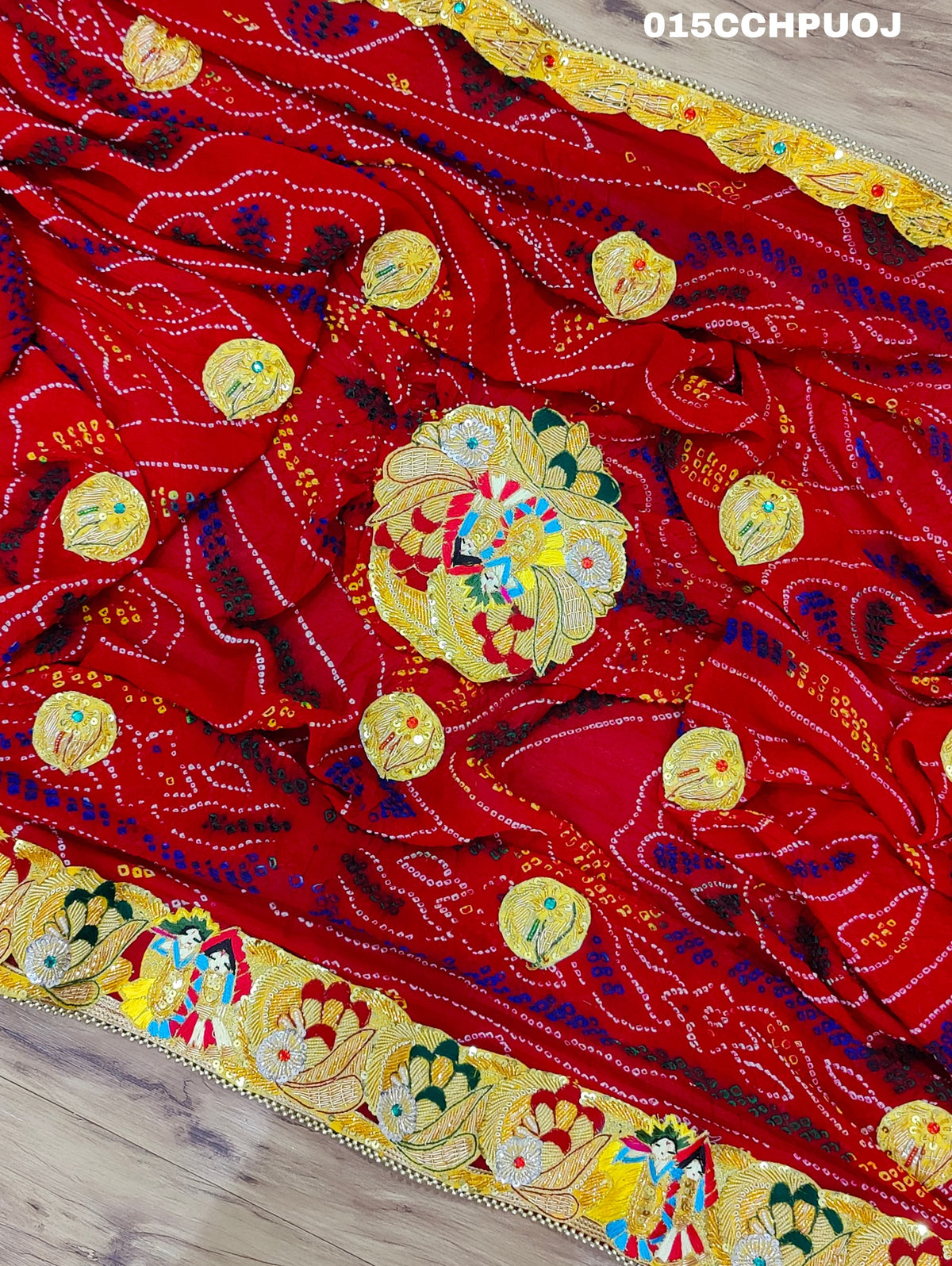 KcPc New Beautifull Heavy Belbutti pure Radhakrishna odhna(Pure Ojariya Fabric)