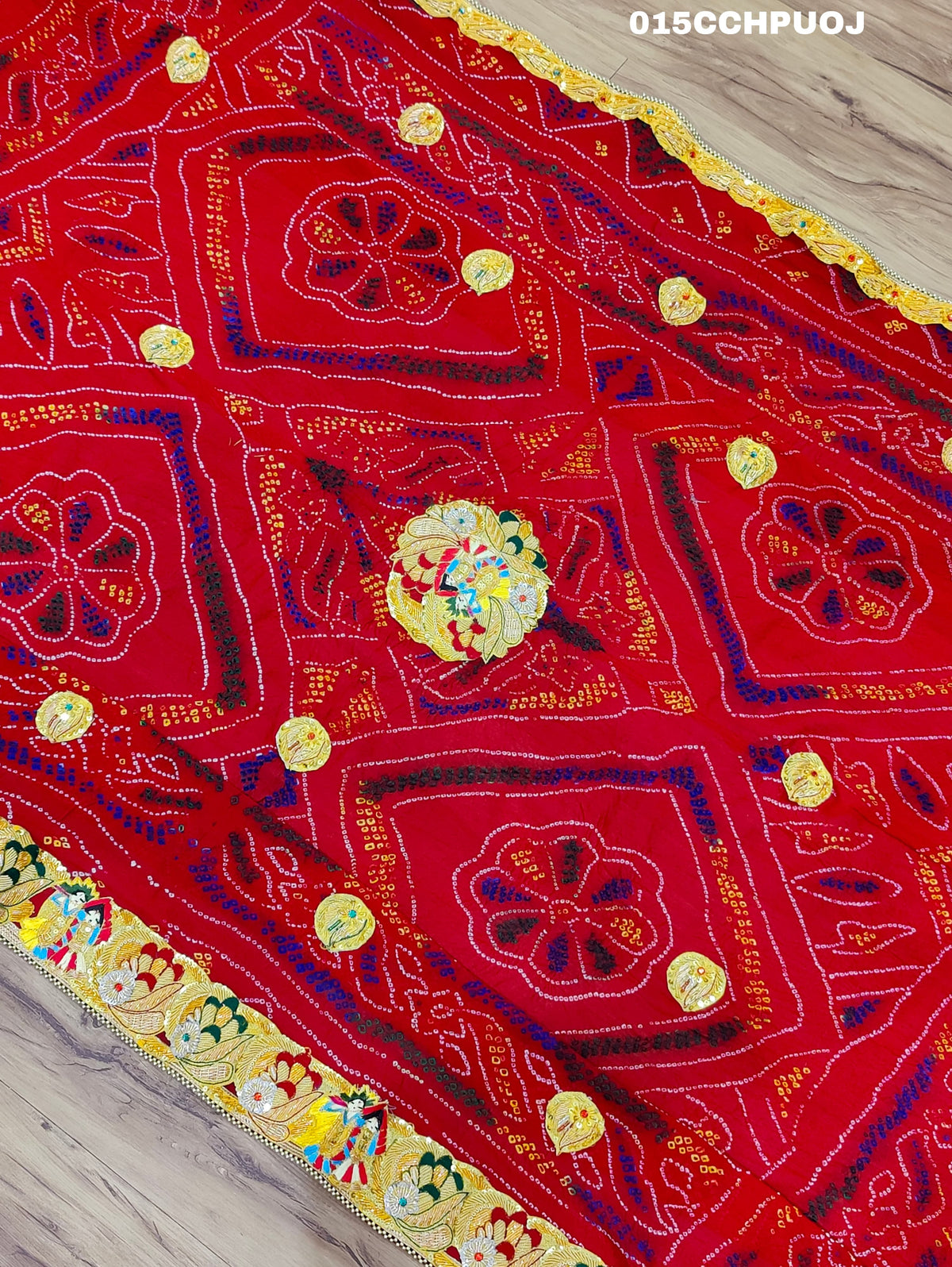 KcPc New Beautifull Heavy Belbutti pure Radhakrishna odhna(Pure Ojariya Fabric)