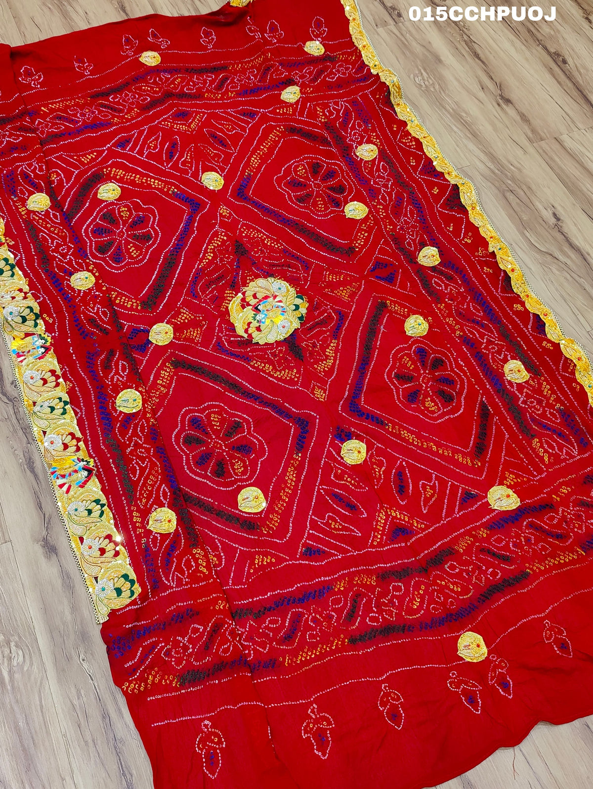 KcPc New Beautifull Heavy Belbutti pure Radhakrishna odhna(Pure Ojariya Fabric)