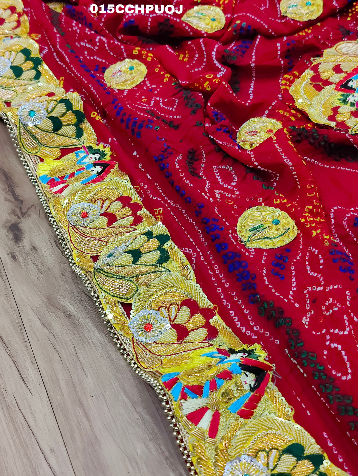 KcPc New Beautifull Heavy Belbutti pure Radhakrishna odhna(Pure Ojariya Fabric)