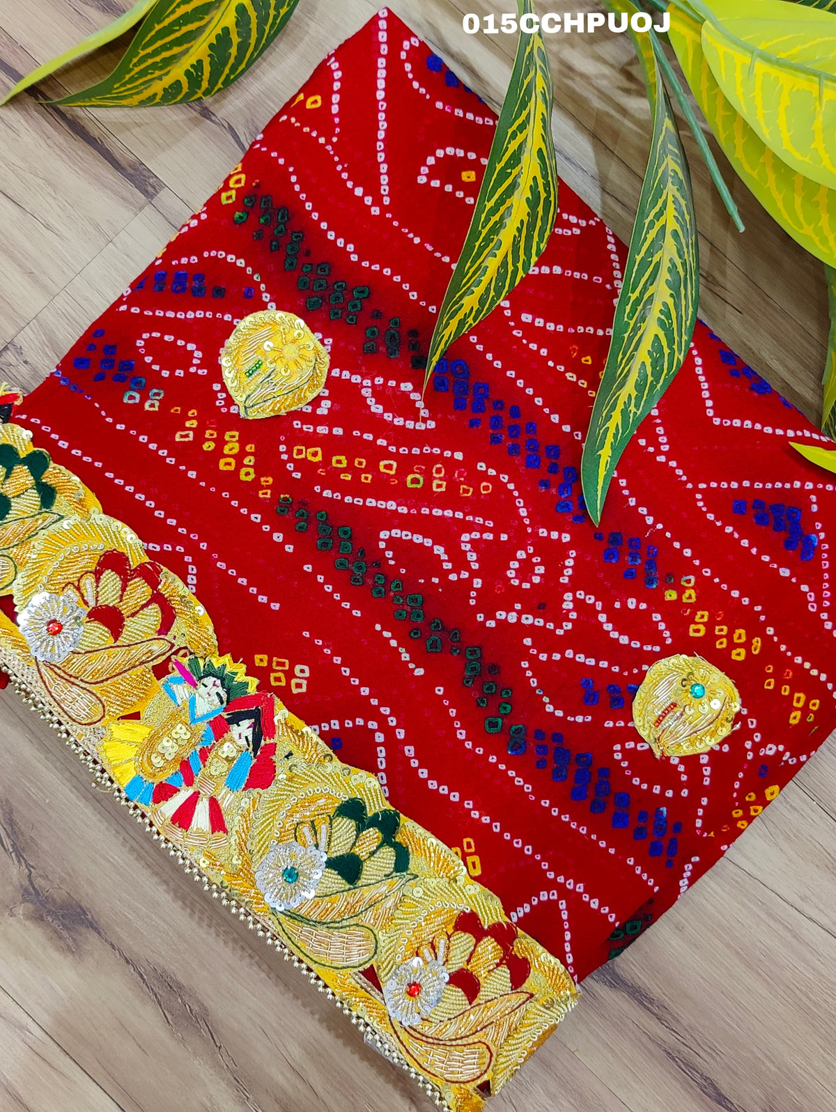 KcPc New Beautifull Heavy Belbutti pure Radhakrishna odhna(Pure Ojariya Fabric)